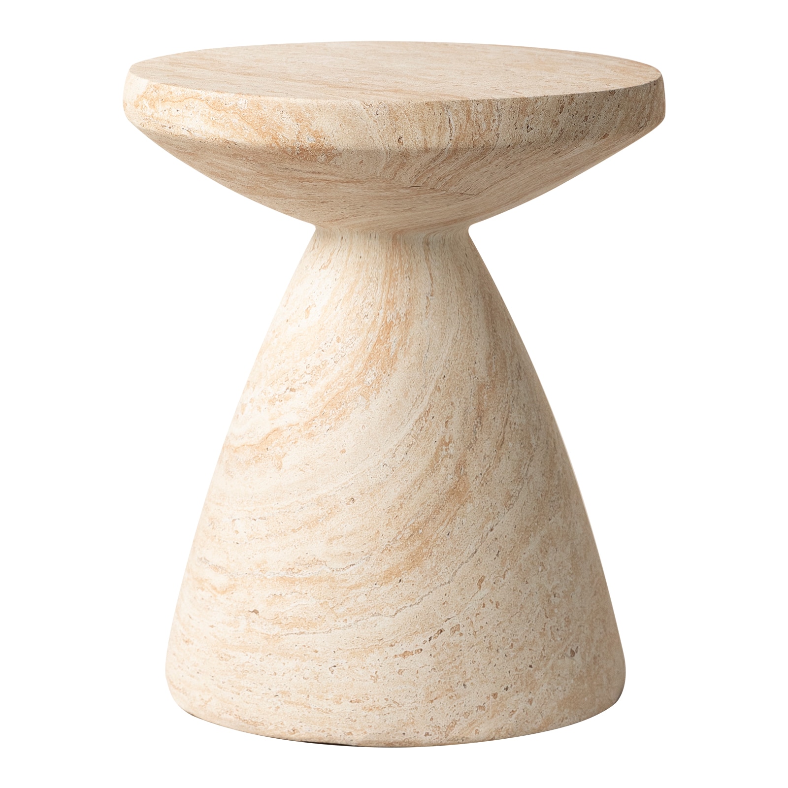Leisuremod Dune 17.71-in W x 20.07-in H Travertine Composite Round ...