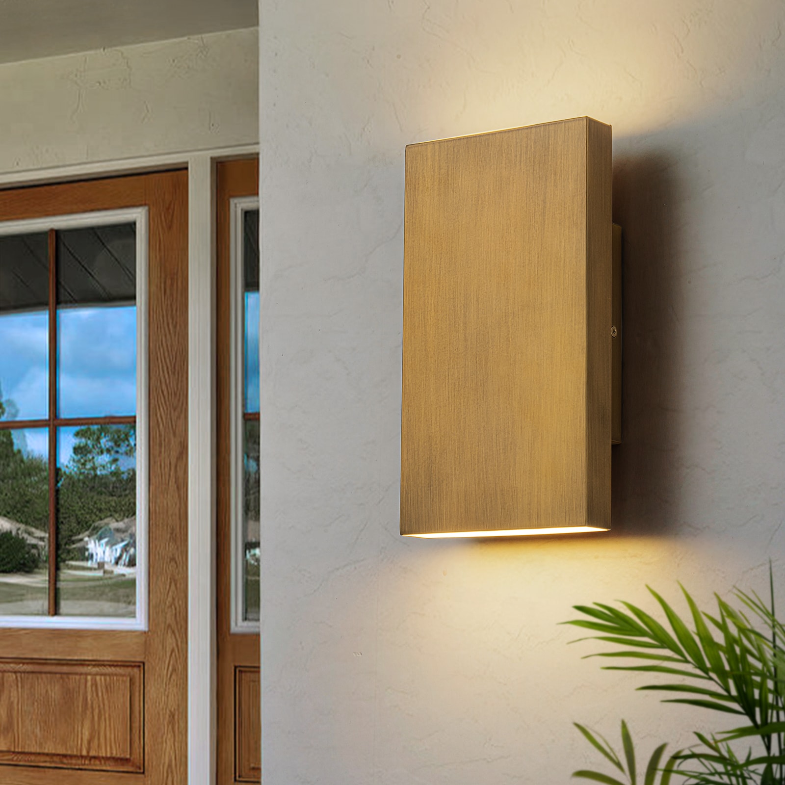 EDISLIVE YL81071188 10.04-in H Brass Hardwired Integrated LED Outdoor Wall Light