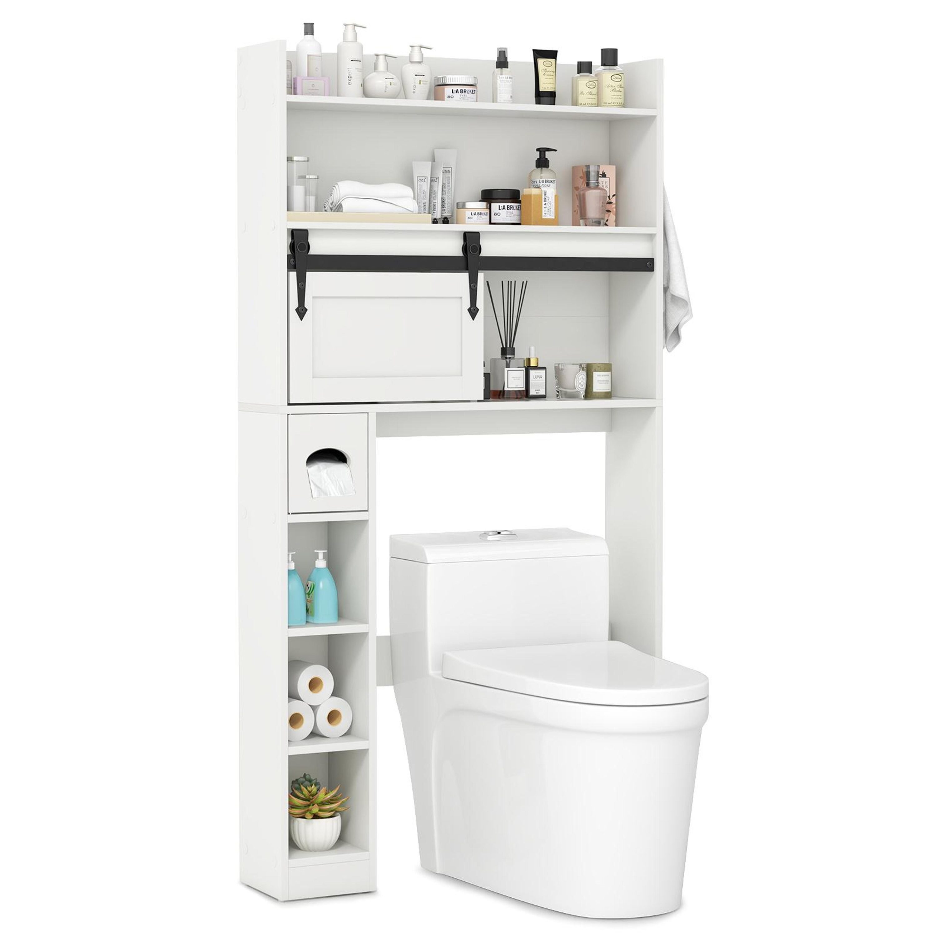 BABOOM 32-in x 62-in x 7.5-in Over The Toilet Storage Cabinet with Sliding Barn Door and Adjustable Shelves