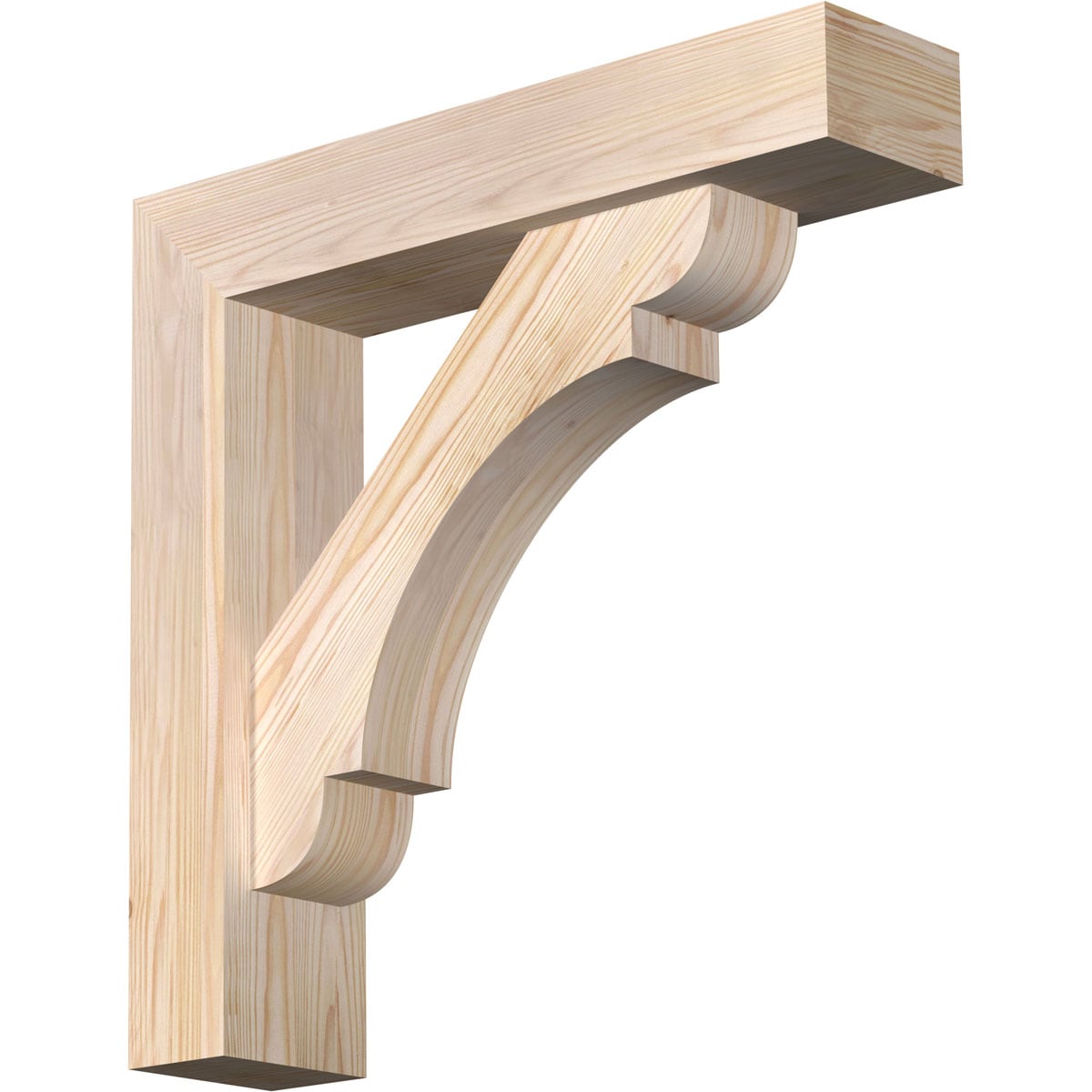 Ekena Millwork 1463745 Olympic block smooth bracket with offset brace Douglas Fir Wood Standard Bracket