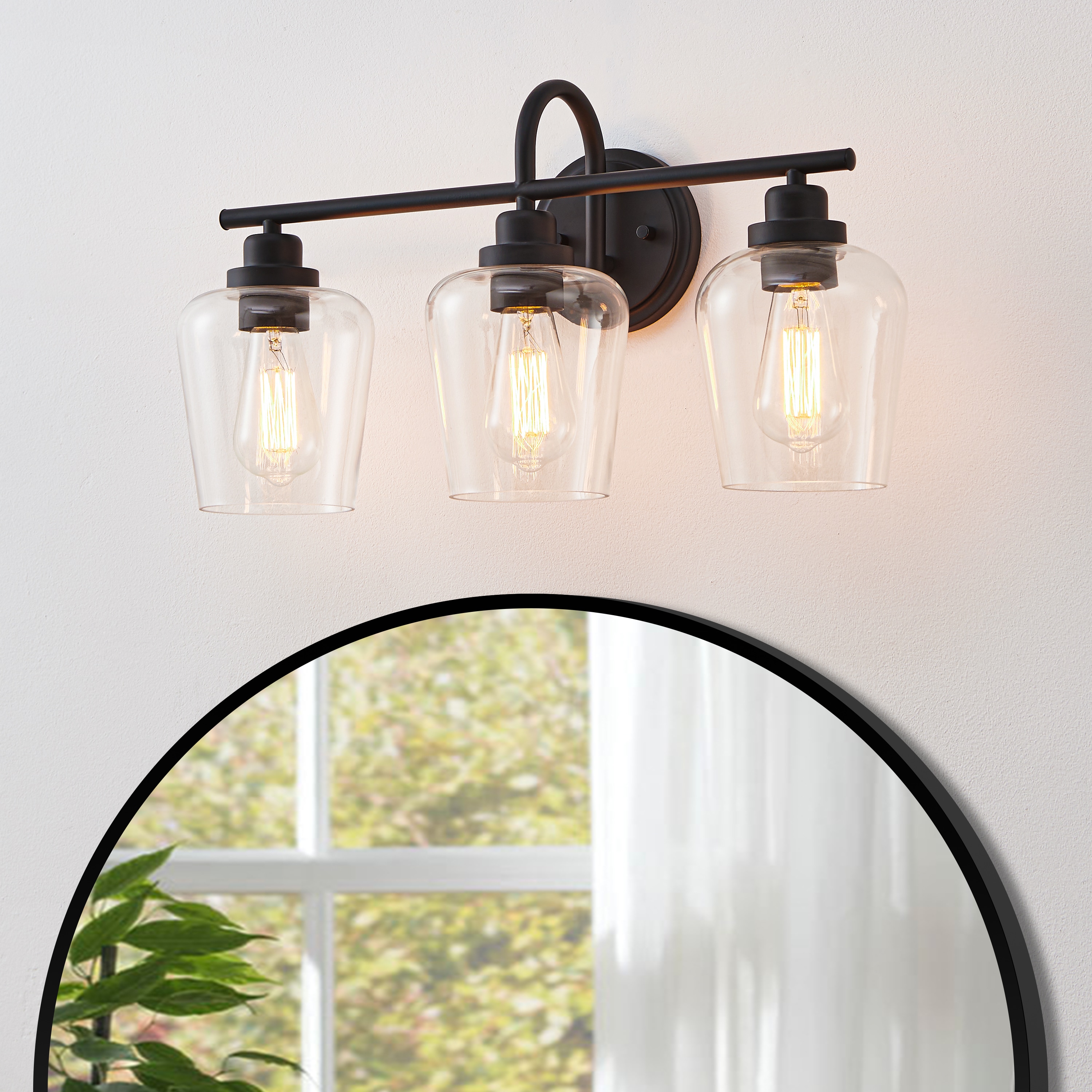 KAWOTI 21421 22-in 3 -Light Matte Black Transitional Vanity light