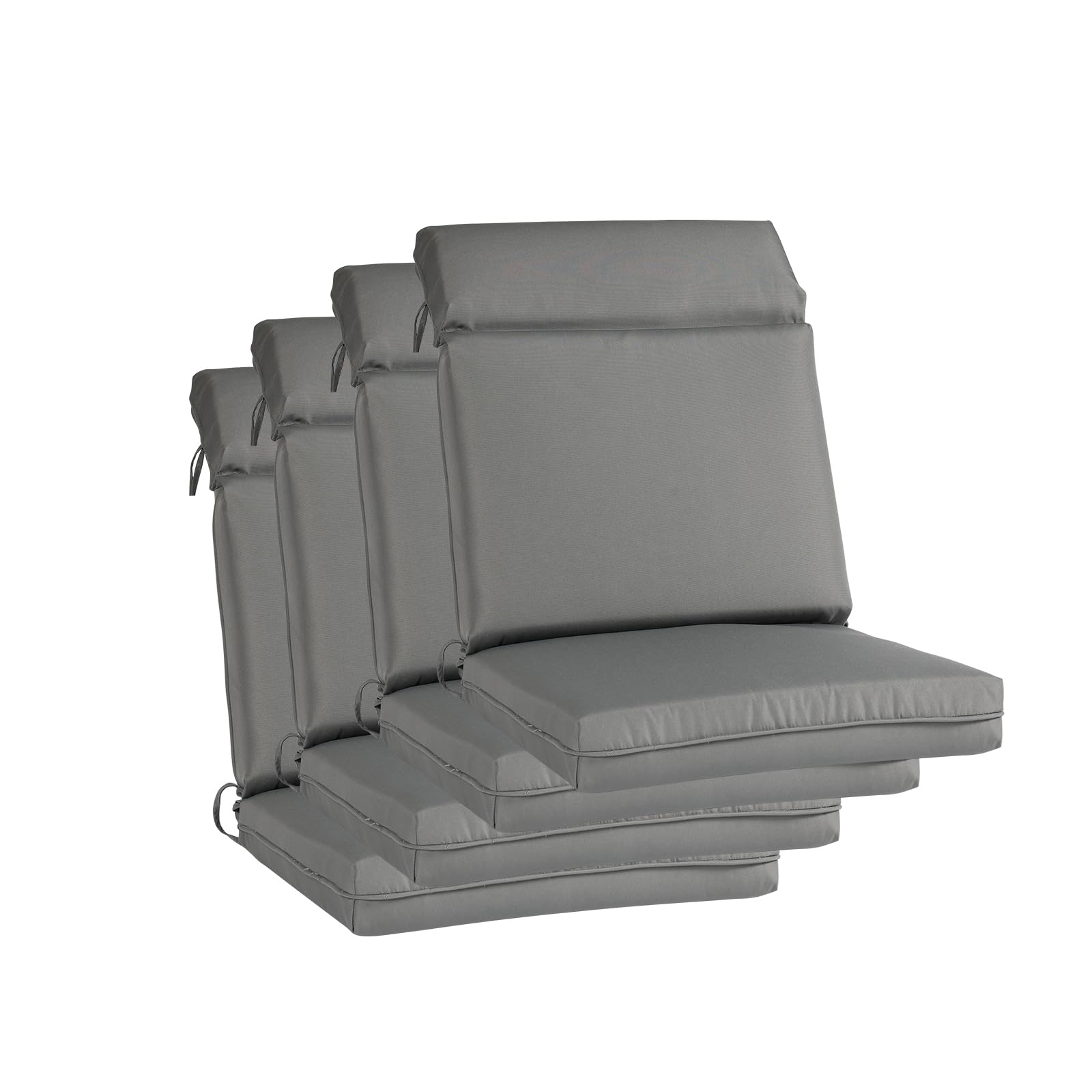 Aoodor A286-PCGCG Patio Furniture Cushions 17-in x 20-in 4 -Piece Gray High back patio chair cushion