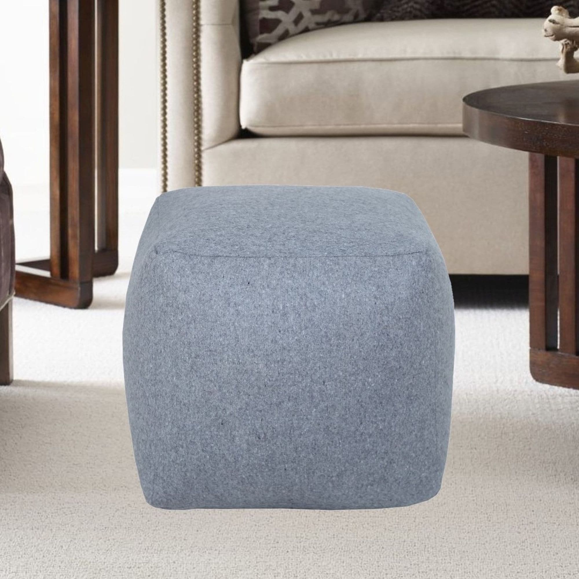 AANNY Designs Fulton Modern Light Grey Pouf Ottoman in the