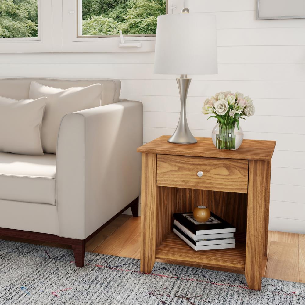 Hastings Home 500661PNI Nesting Tables 17-Inches W x 21-Inches H Brown Woodgrain Wood Rectangular Modern End Table with Storage Assembly Required