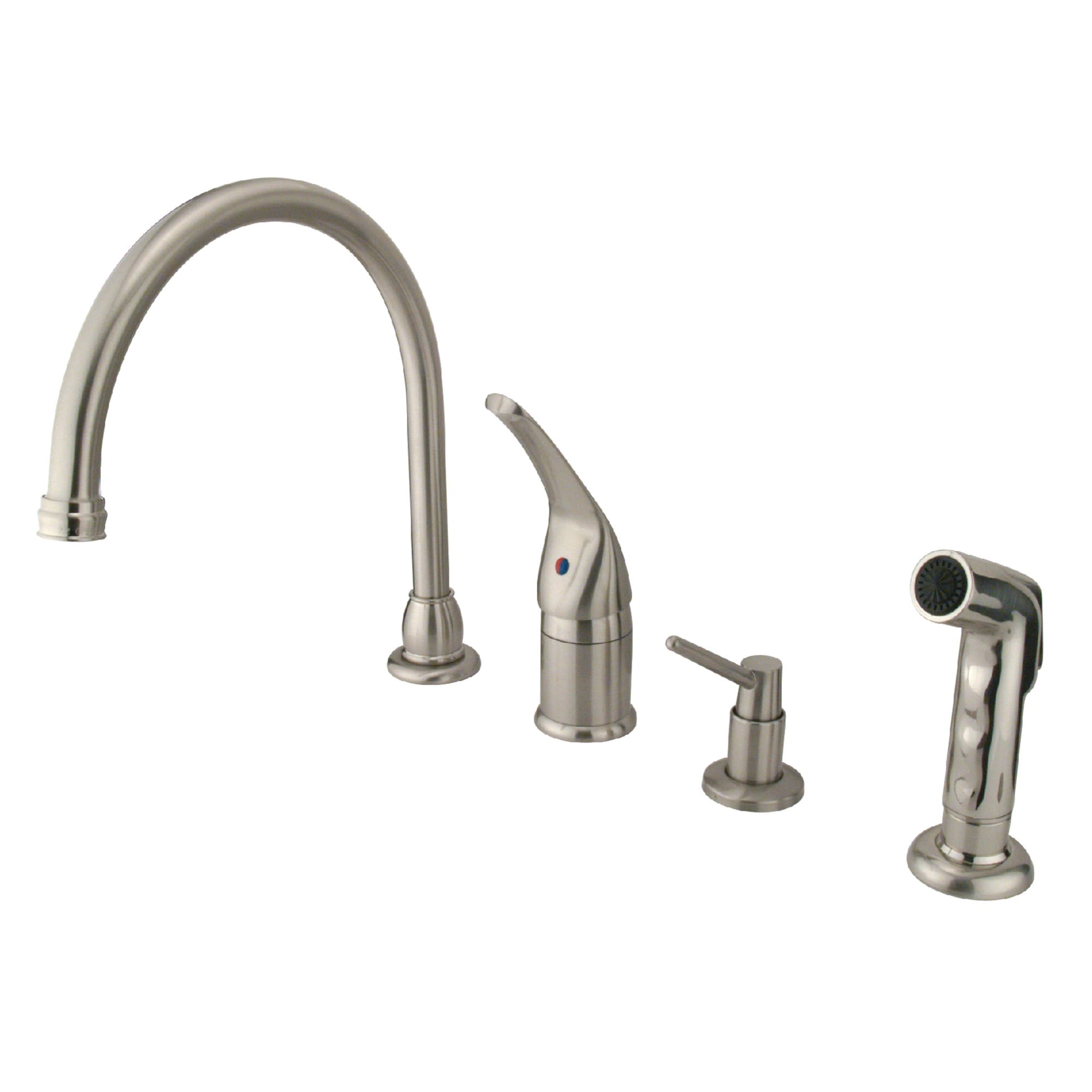 Elements of Design EB828K8 Satin nickel Single Handle Deck-mount Kitchen Faucet (Soap Dispenser Included) ( Side Sprayer Included )