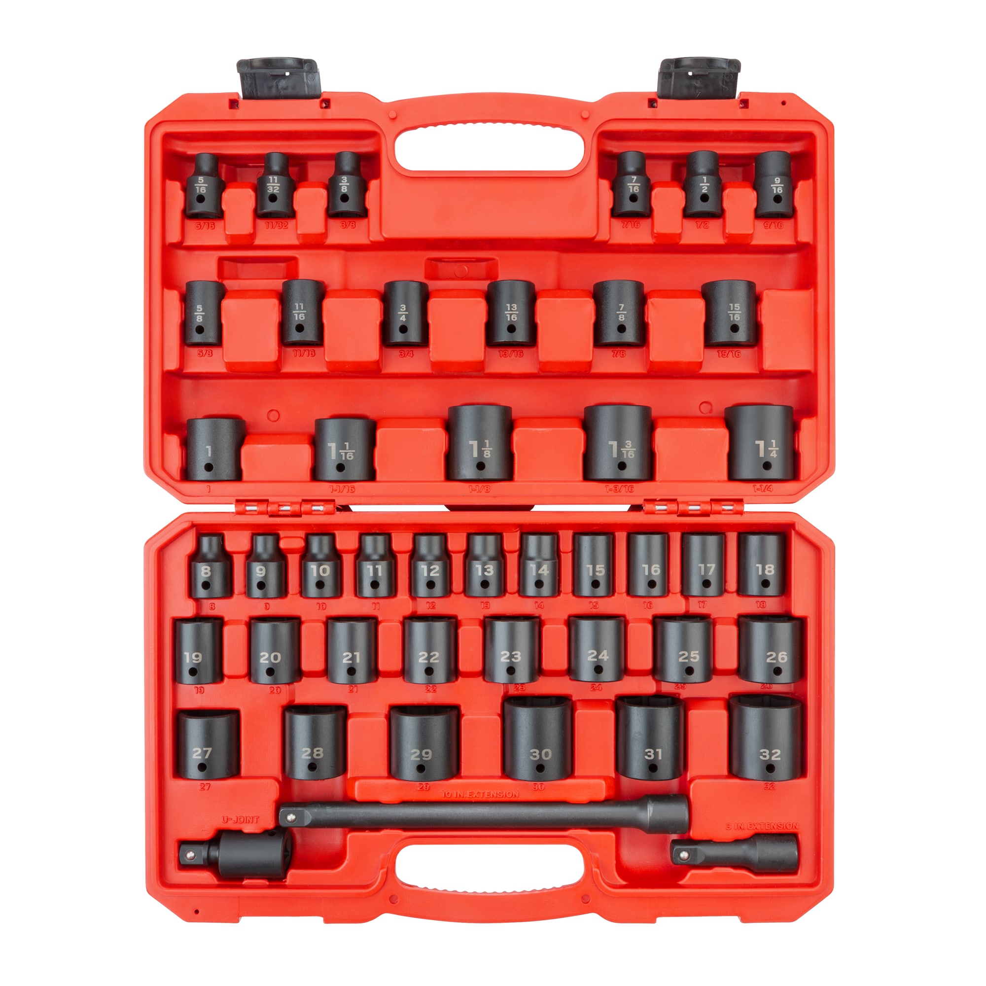 TEKTON SID92403 45 -Piece Standard (SAE) and Metric 1/2-in Drive Set 6-point Impact Socket Set