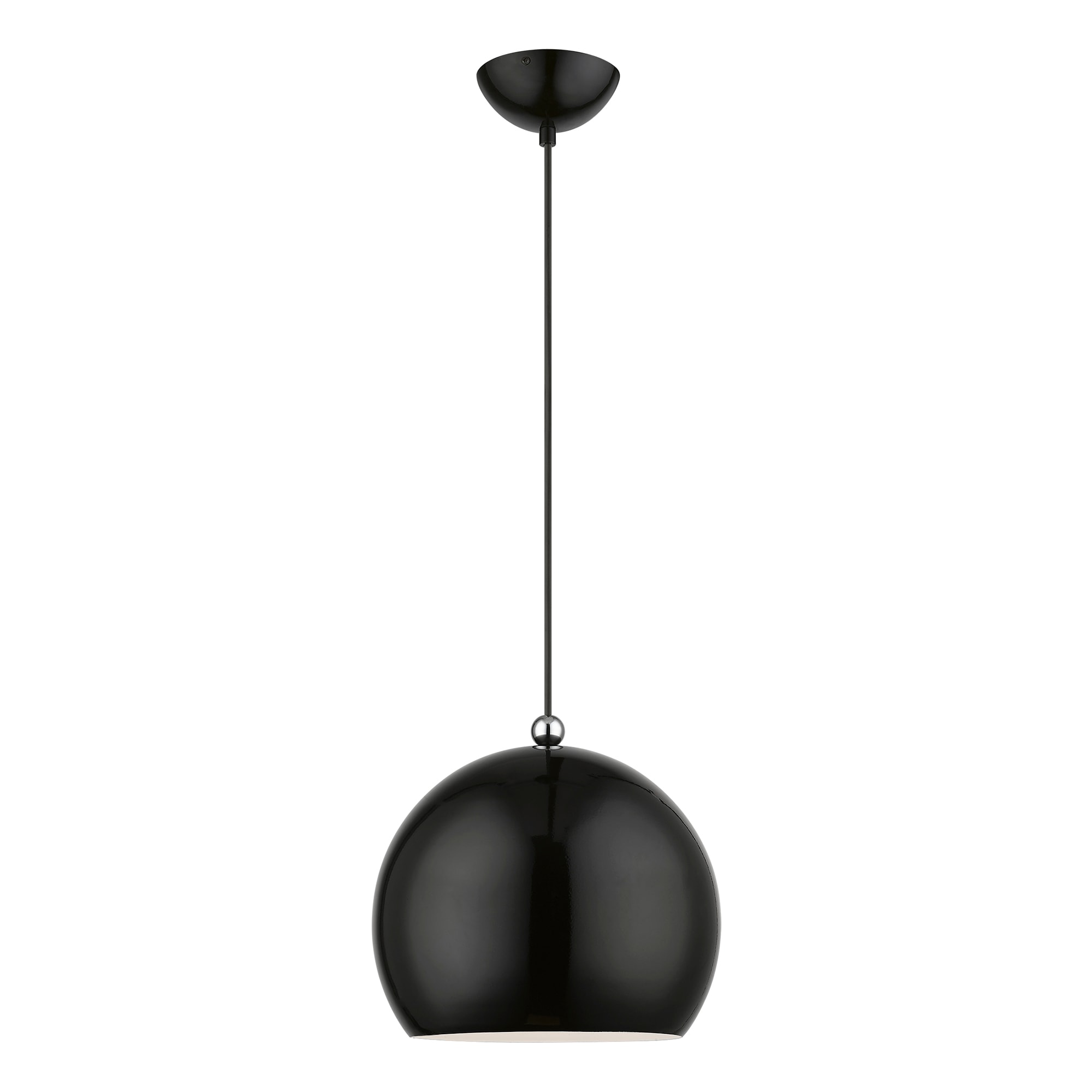 Stockton 11.75" Black and White Globe Pendant with Chrome Accents
