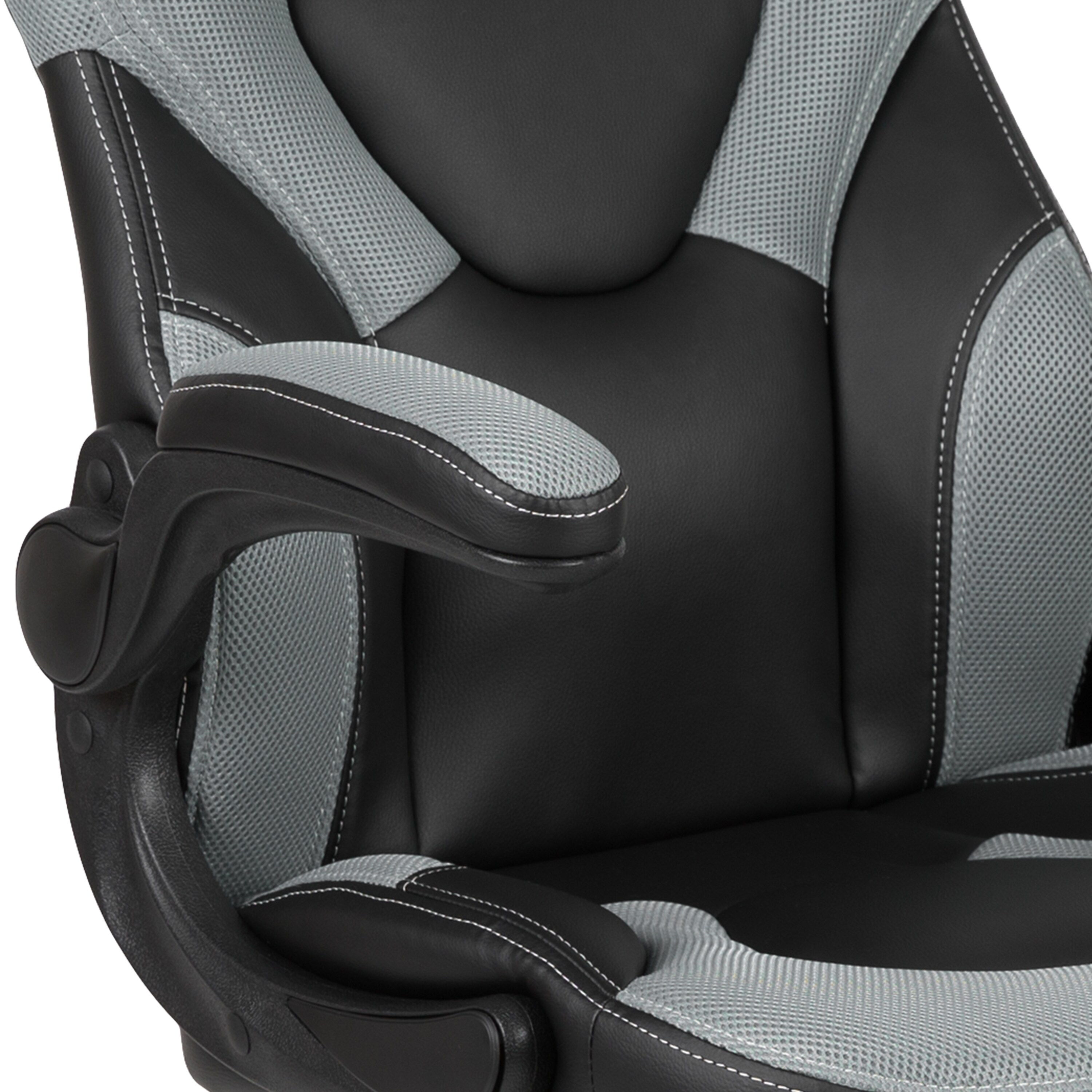 Gray and Black Ergonomic High-Back Gaming Chair with Flip-Up Arms