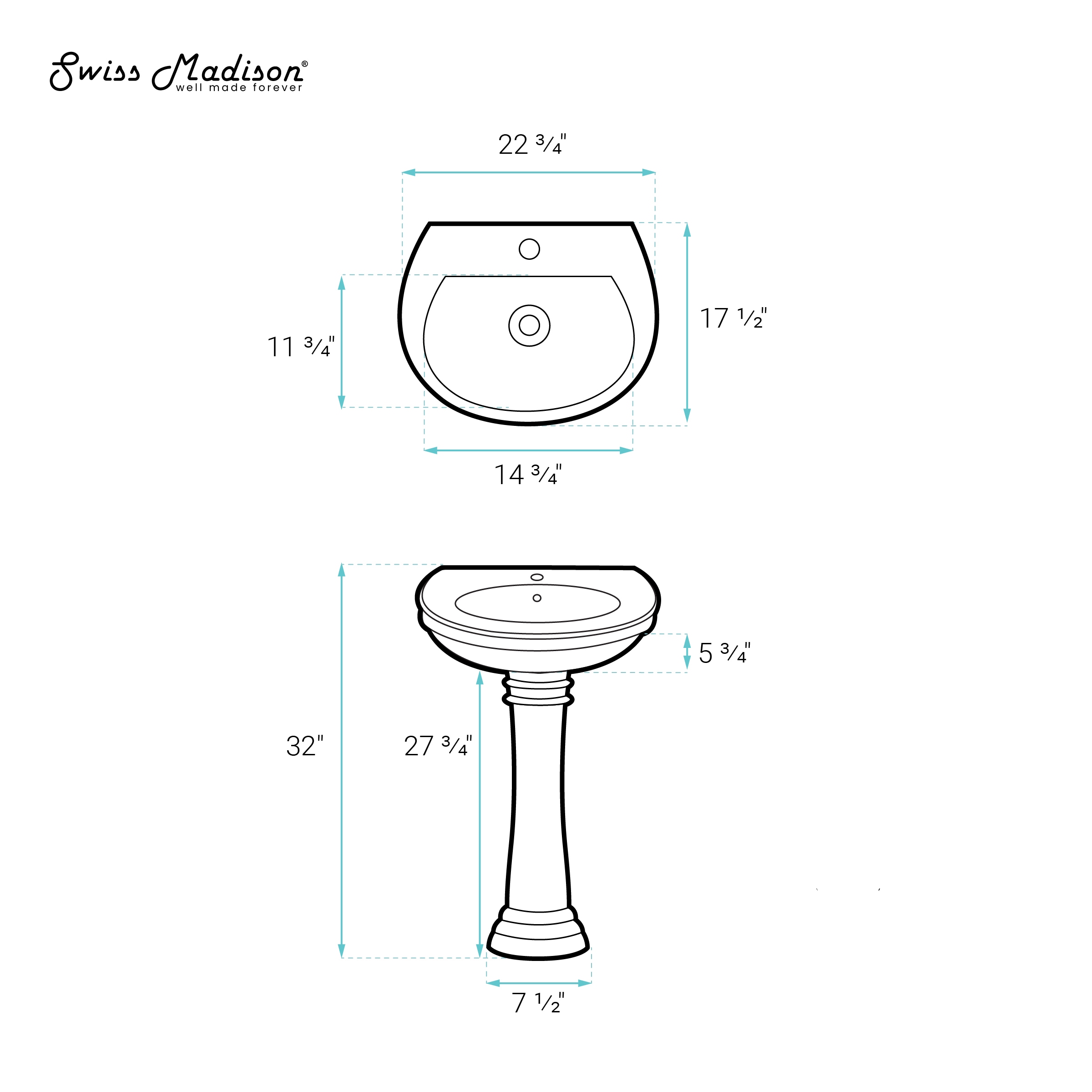 Swiss Madison SM-25-PSCEL03WH Complete-Pedestal-Lavatories - View #6