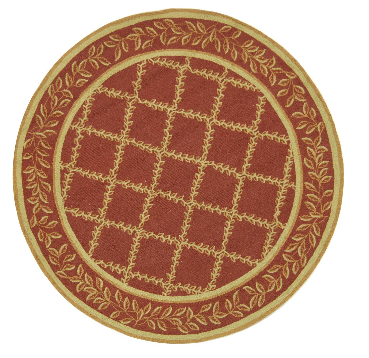 Safavieh HK230E-5R Chelsea Lattice 5 x 5 (ft) Hooked Wool Rust/Gold Round Indoor Trellis Area rug