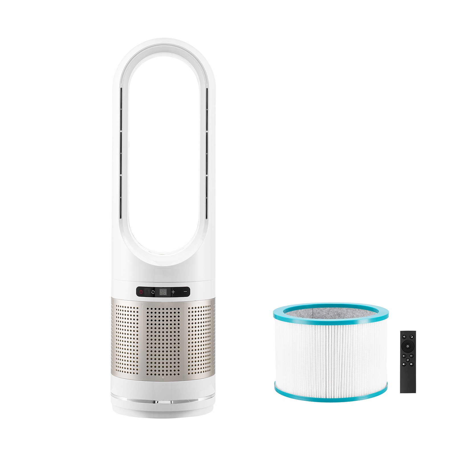 GIVIMO Bladeless Tower Fan 80 Oscillating 8-Speed Floor Fan with H13 HEPA Filtration 8H Timer Remote Control Air Purification Mode 16.4-ft/s Velocity