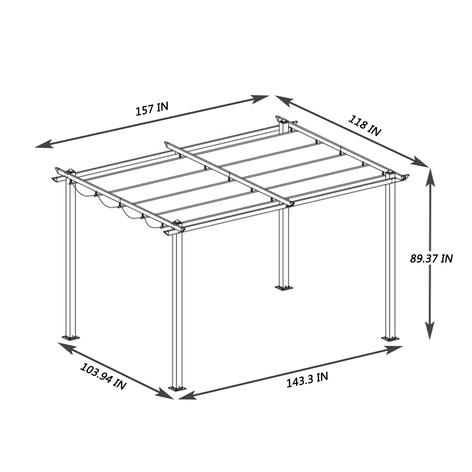 Kahomvis Patio Retractable Pergola 8-ft W x 12-ft L x 7-ft 3-in H Beige ...