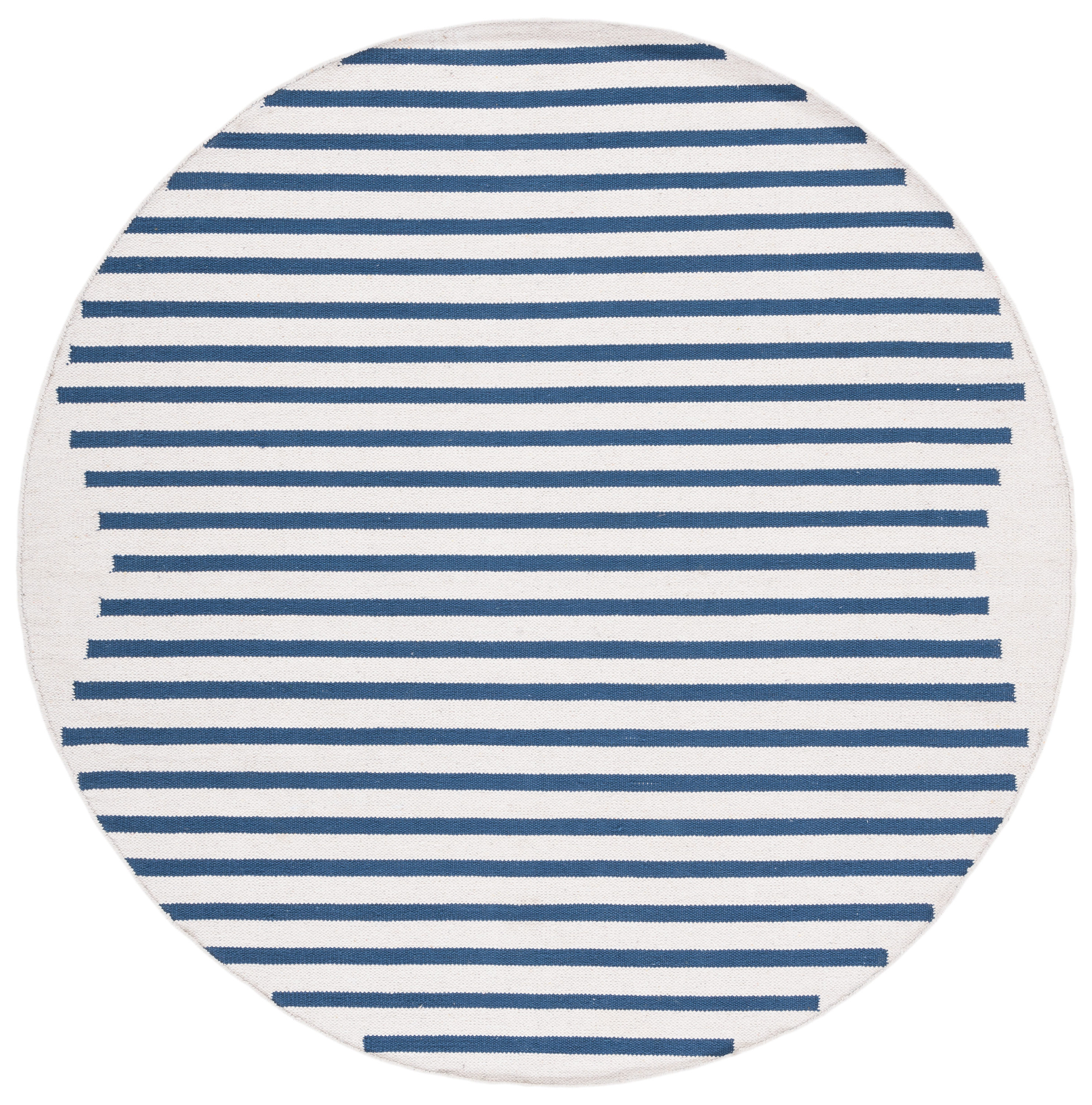Safavieh MTK313M-6R Montauk Nicoletta 6 x 6 (ft) Cotton Ivory/Navy Round Indoor Abstract Bohemian/Eclectic Area rug