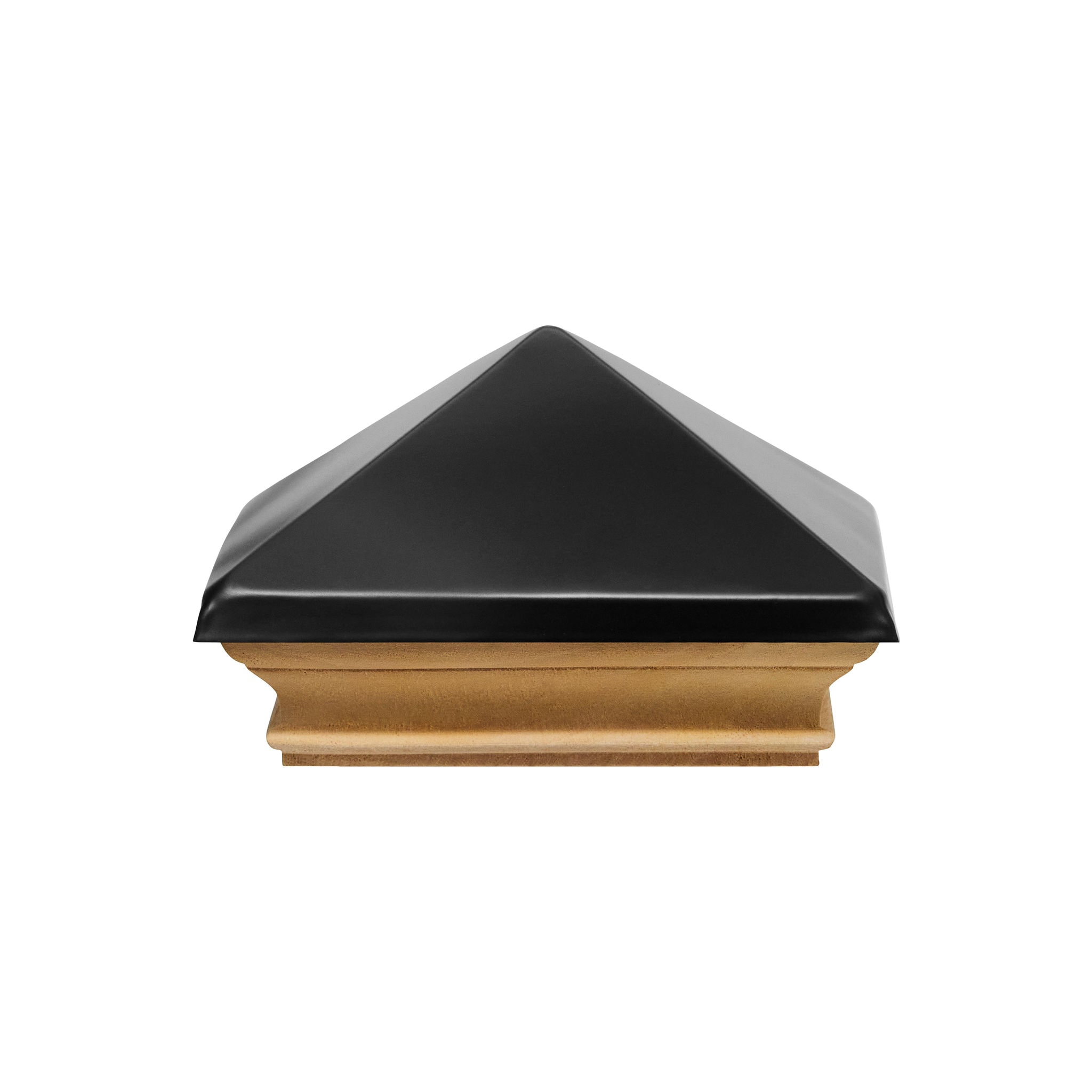 PERMAKAP 4-in x 4-in West Indies with Black Stainless Steel Pyramid Black Stainless Steel Mahogany Deck Post Cap