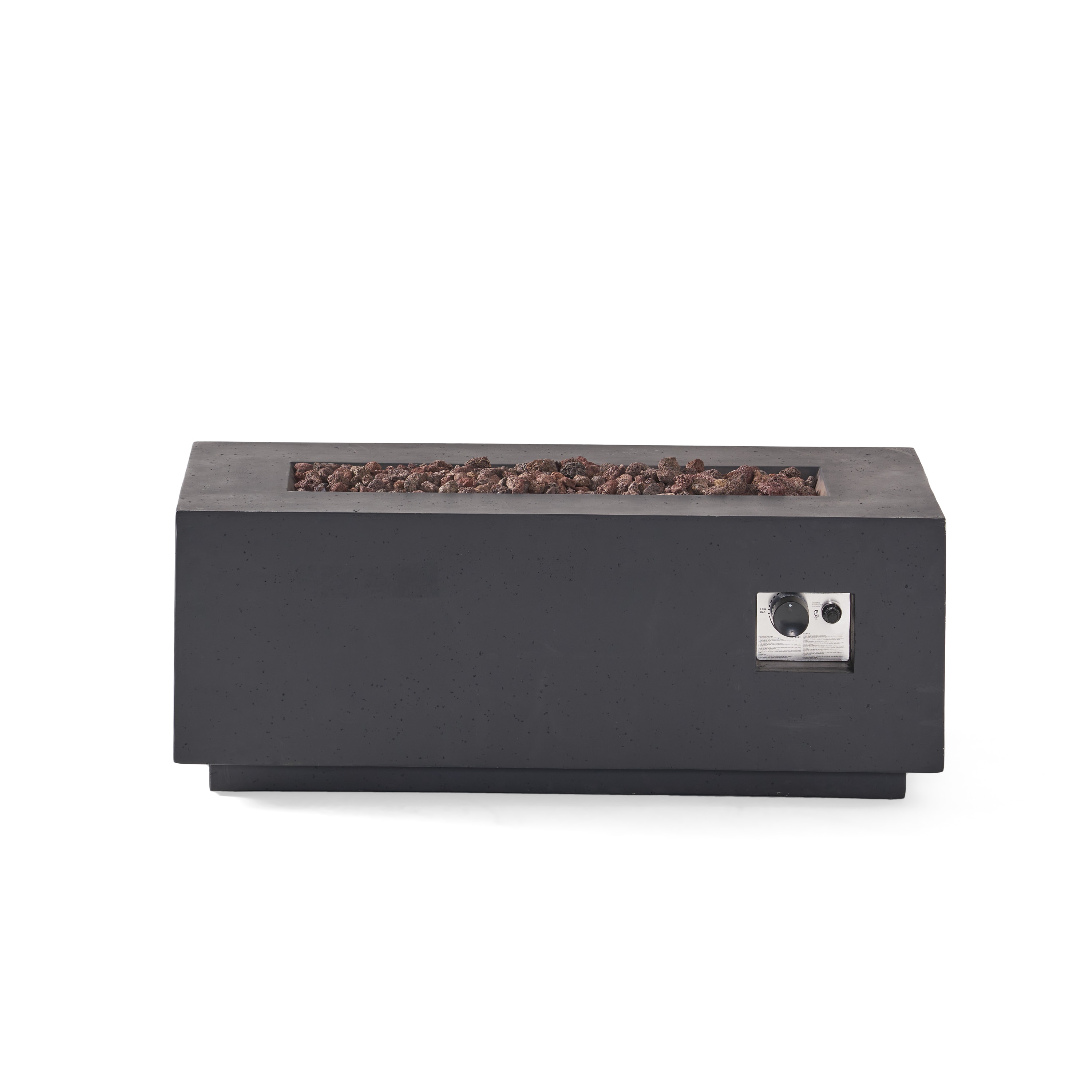 AHIOU HOME ZAAHG-63492-40KFP Adriana 40.25-Inches W Gray Magnesium oxide Rectangle Liquid propane Fire pit