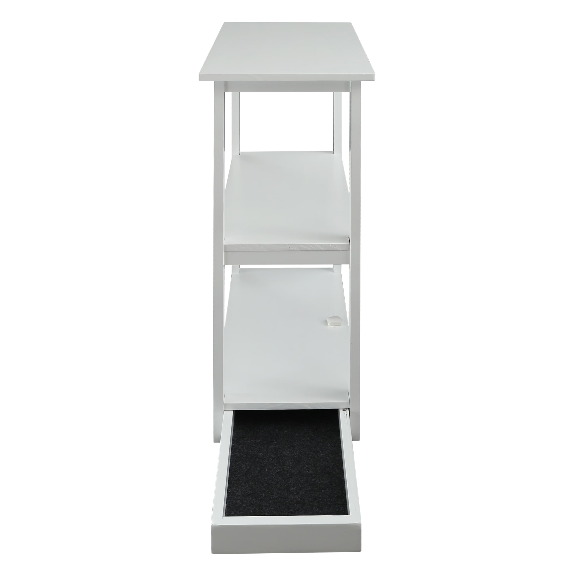 Adams White Solid Pine 3-Shelf Bookcase with Concealed Drawer