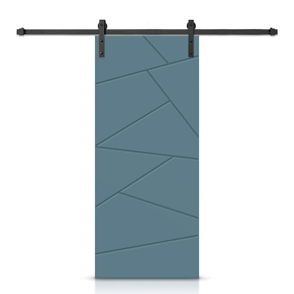CALHOME SMK72+MD-224-80X30BP 30-in x 80-in Dignity Blue MDF Hollow core Single Barn Door (Hardware Included)
