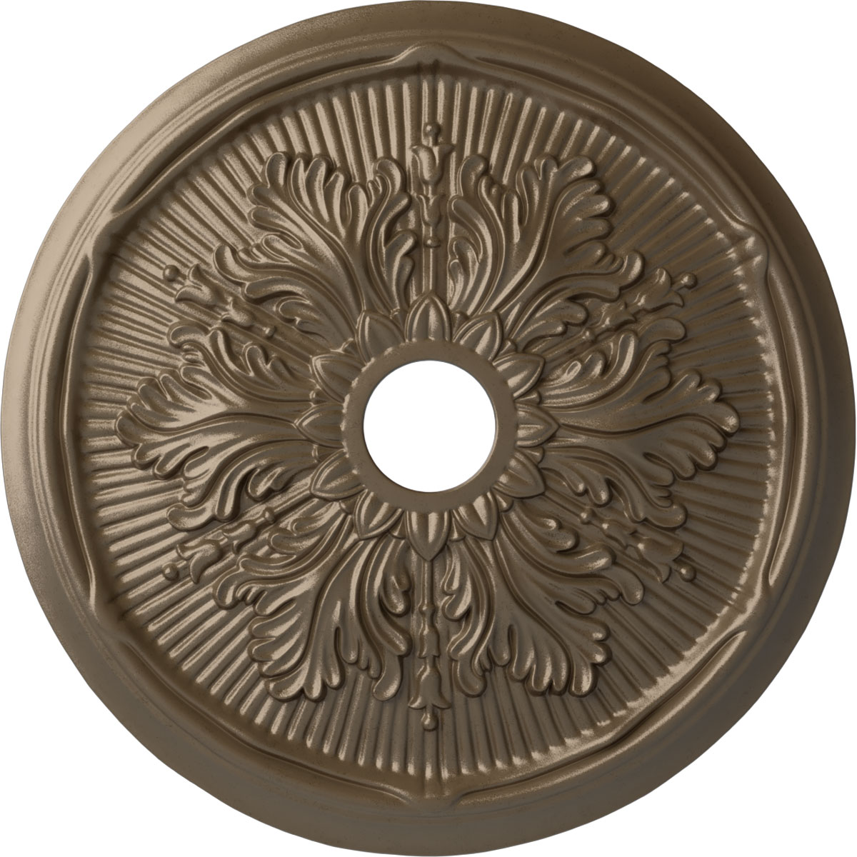 Ekena Millwork CM23LUWSS Luton Leaf 23.75-in W x 23.75-in L Painted Warm Silver Polyurethane Whole Ceiling Medallion