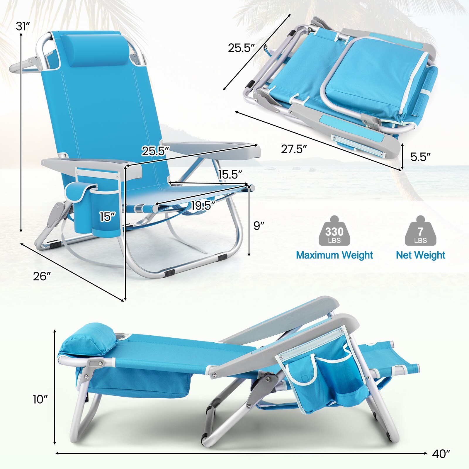 Slickblue D-CO-2-LB42611PN Beach-Camping-Chairs - View #5