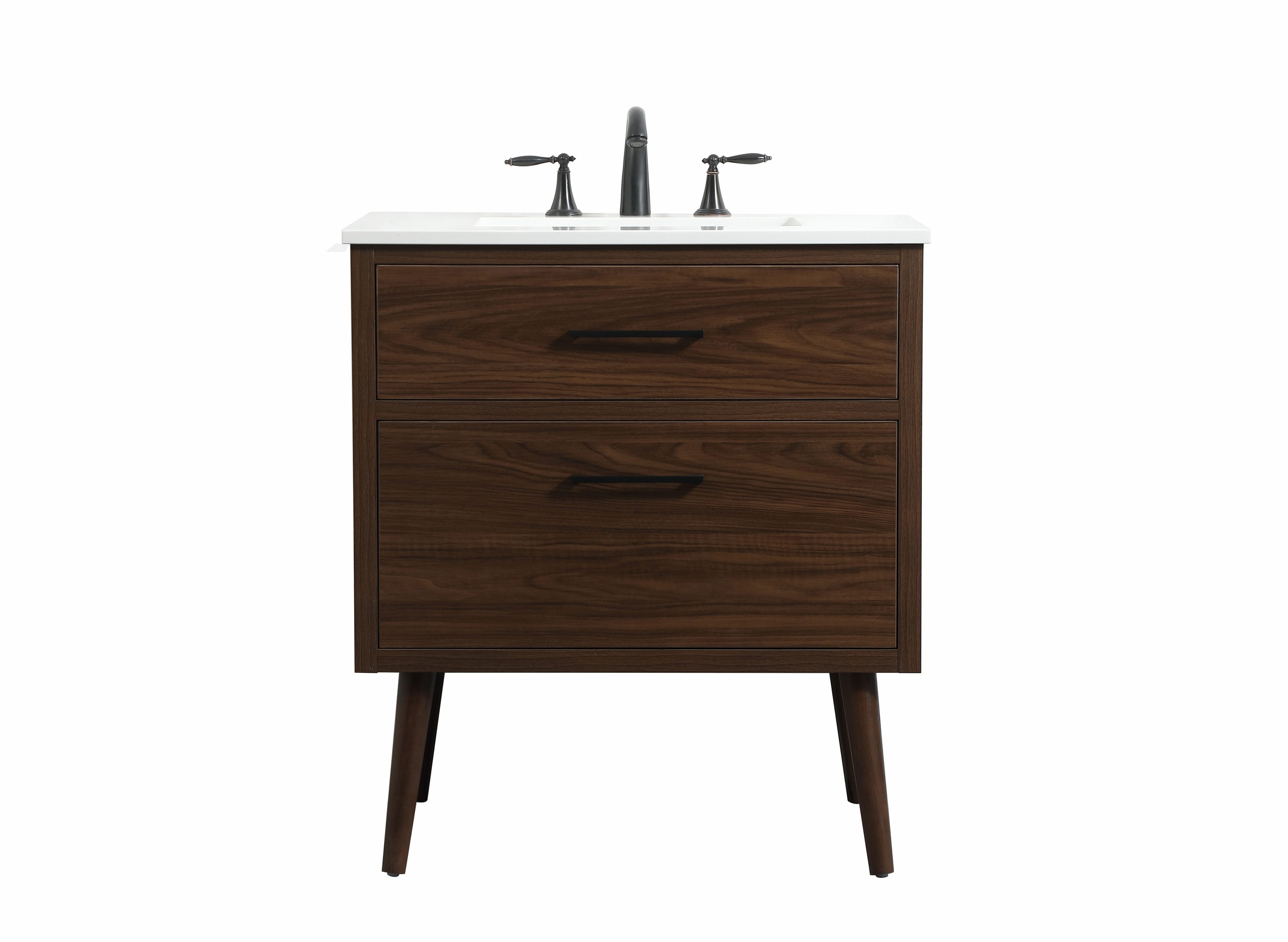 Walnut Mid-Century Modern Single Bathroom Vanity