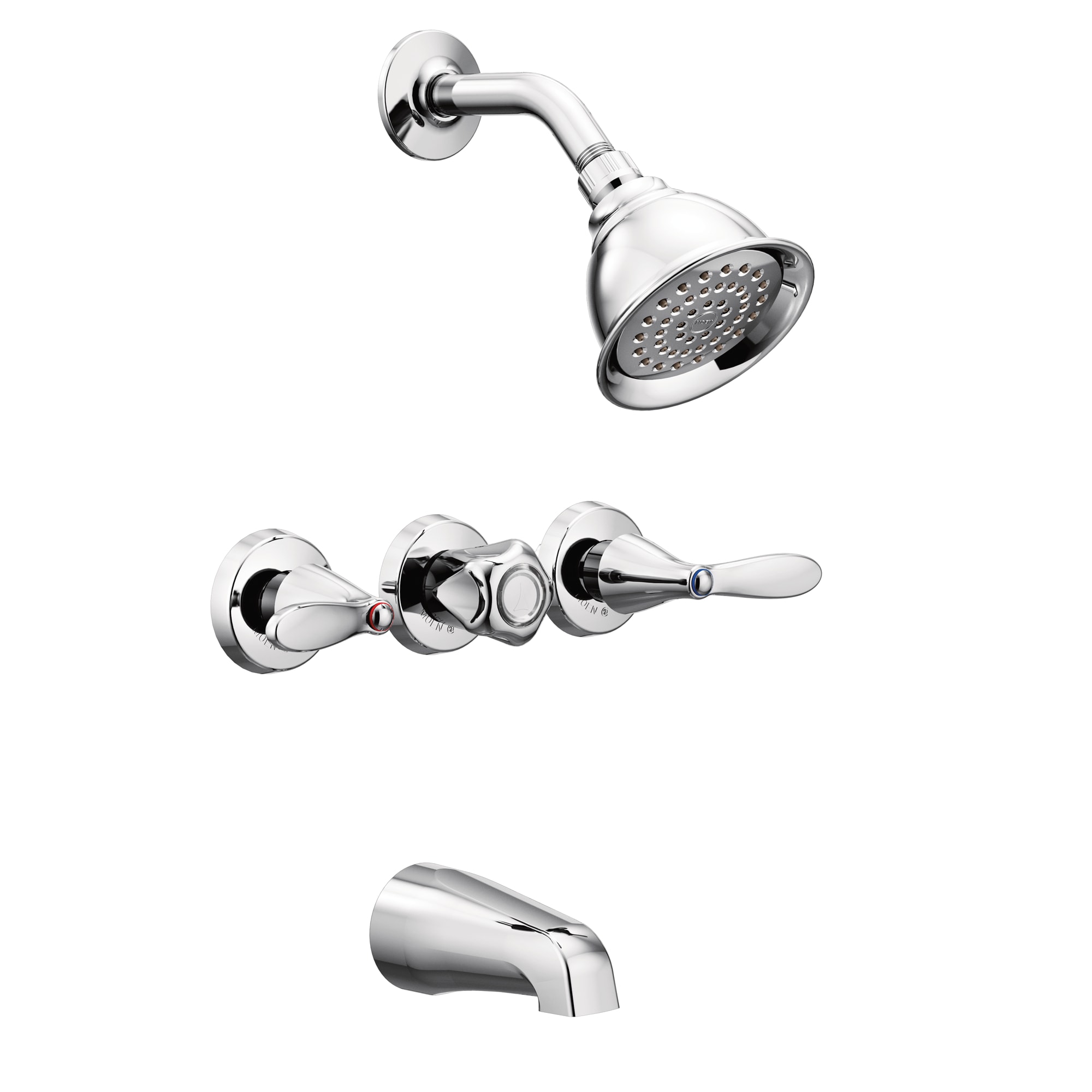 Moen Adler Chrome 3 Handle Bathtub And Shower Faucet With Valve In The Faucets Department At Com - How To Remove Moen Bathroom Shower Handle