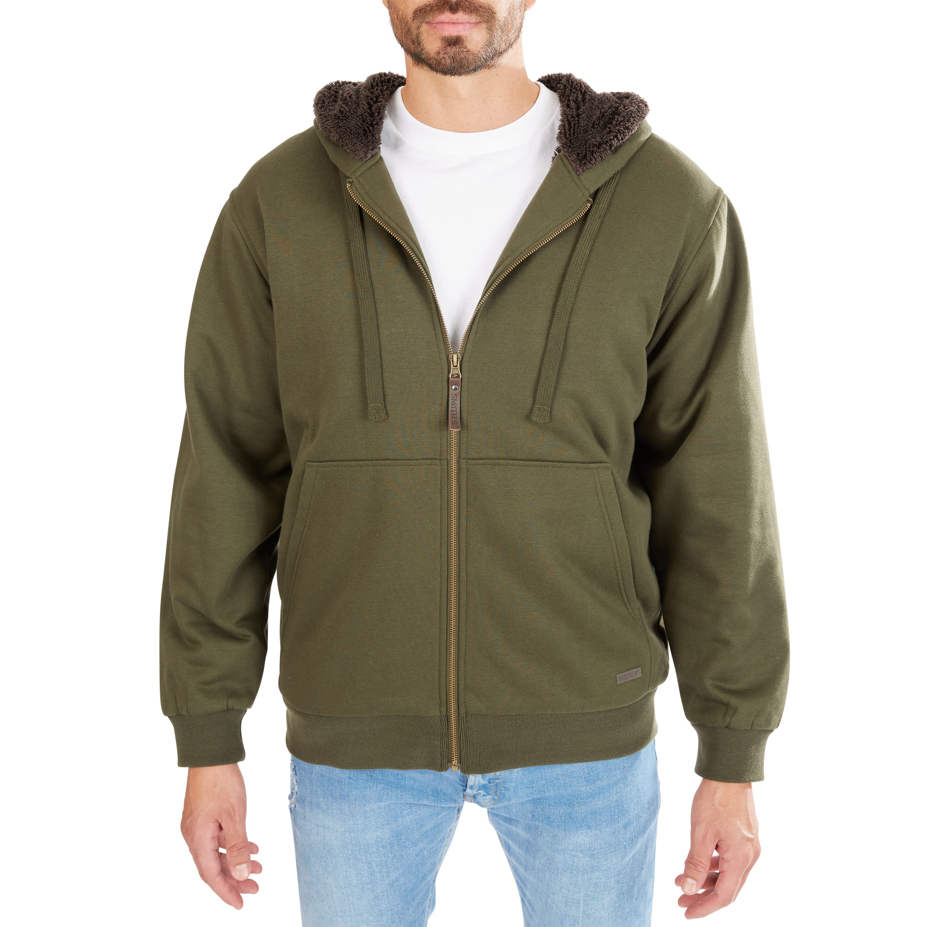 Smith's Workwear Men's XX-Large Fleece Jacket with Ultra Soft Sherpa Lining  - Black Olive - 2 Pockets - Green Color - Insulated - Hooded in the Work  Jackets & Coats department at
