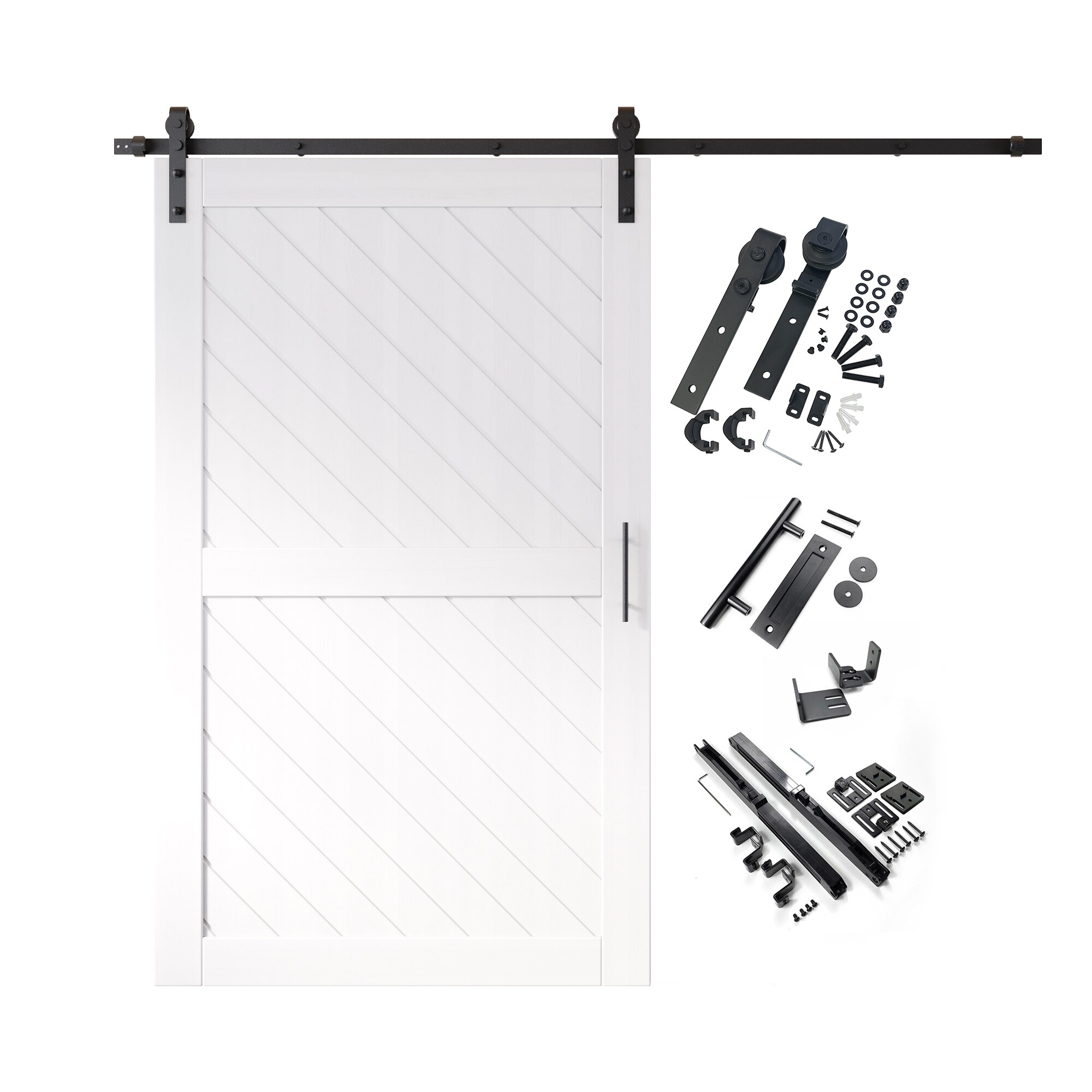 HOMACER YT1H108C-XT2-5080-WH 50-in x 80-in White Prefinished Non-standard Pine Wood Solid core Single Barn Door (Hardware Included)