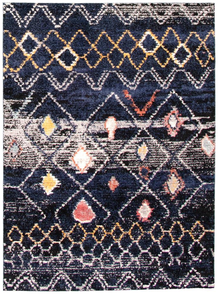 ECARPETGALLERY 334716 Morocco Classic 8 x 10 (ft) Loomed Polypropylene Navy Rectangular Indoor Geometric Moroccan Area rug