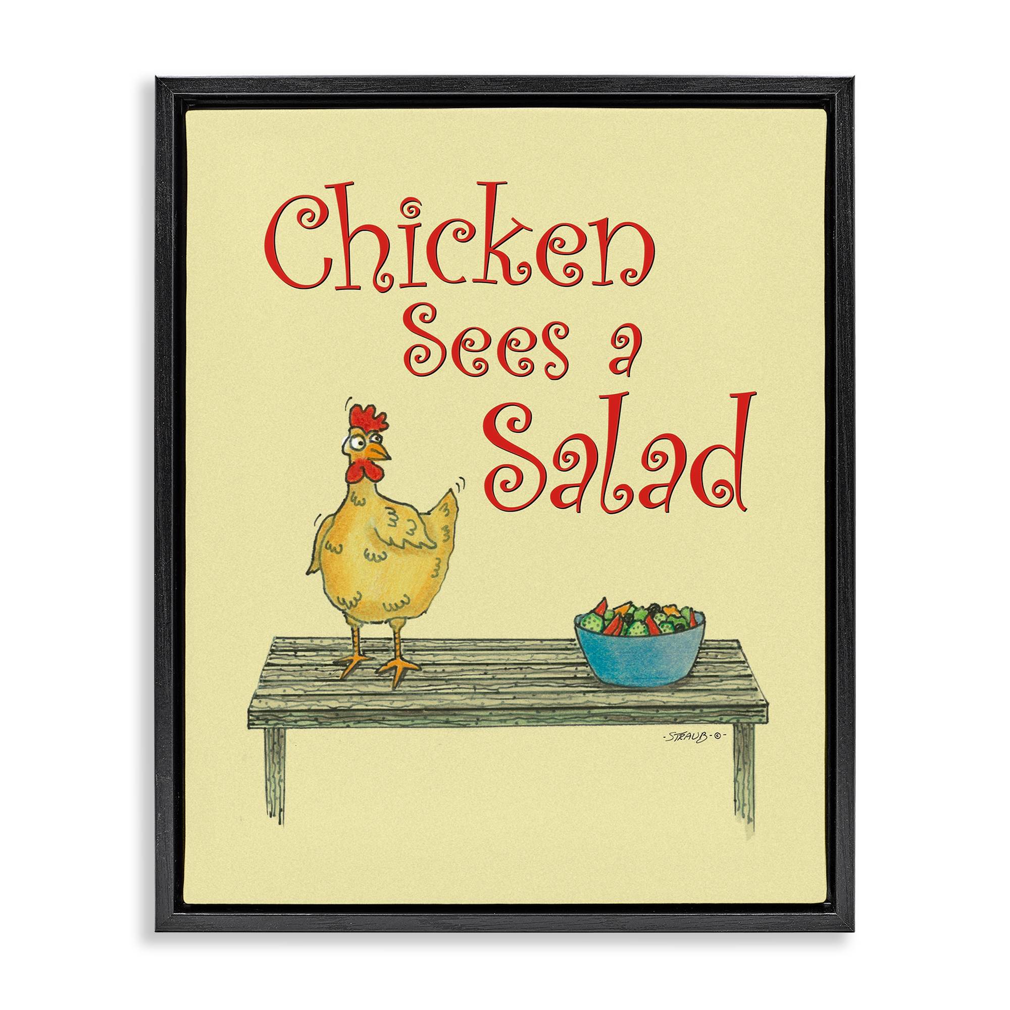 Stupell Industries BT-030-FFB-24X30 Chicken Salad Vintage Pun Black Framed Floater Canvas Wall Art By Roger Straub 25 x 31
