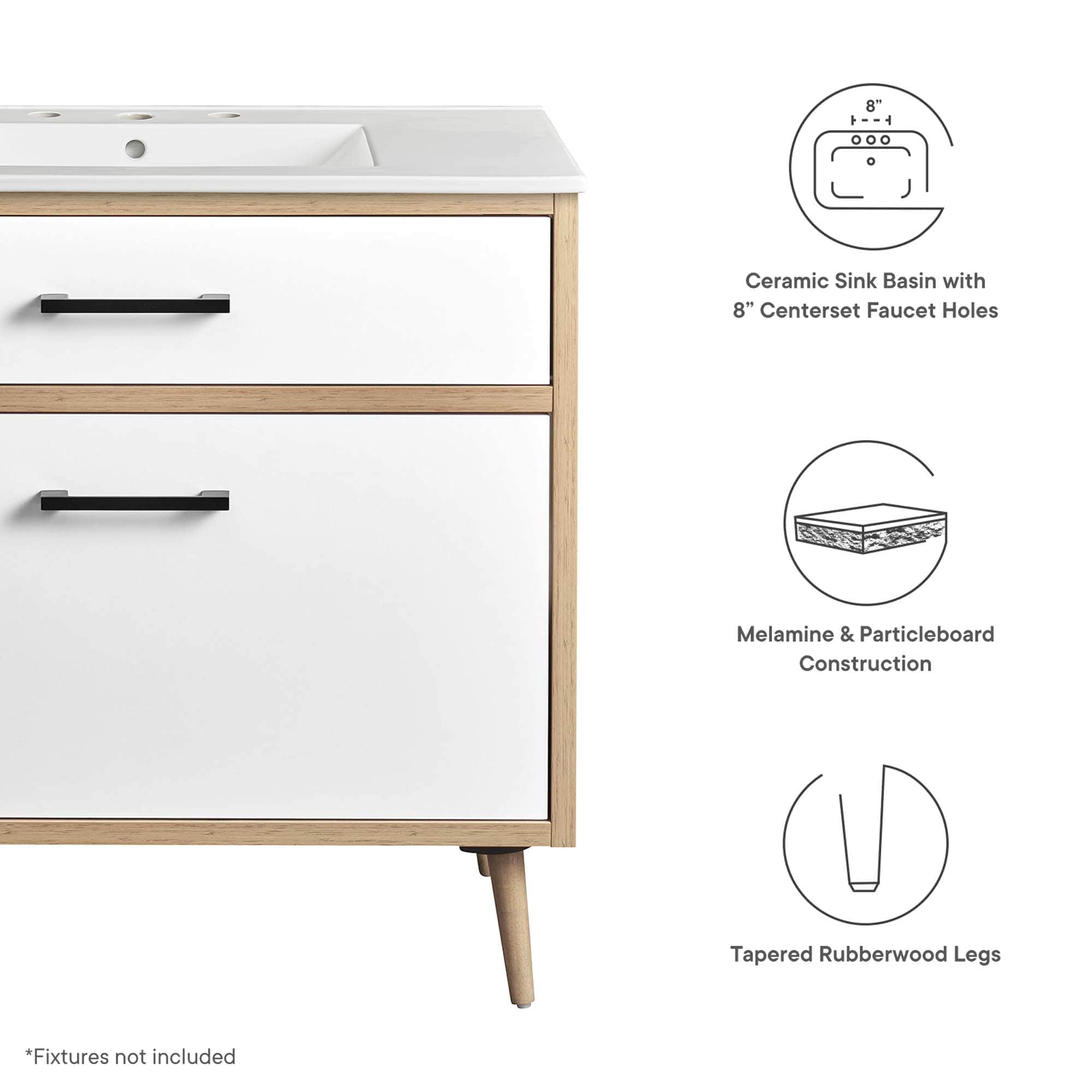 Modway EEI-6500-WHI-OAK Bath-Vanity-Combo - View #2