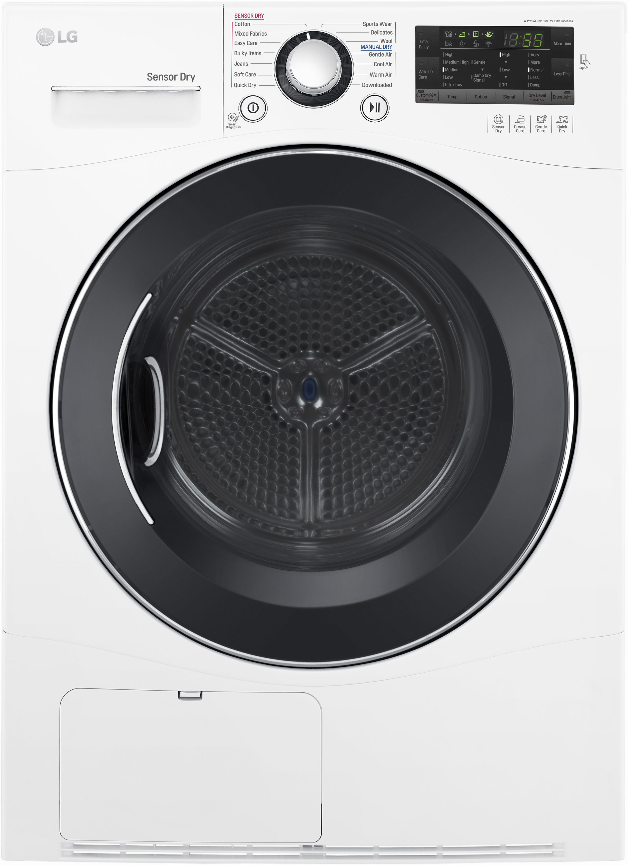 LG 24 in. W 4.2 Cu. Ft. Ventless Stackable Compact SMART Electric Dryer in  White with Dual Inverter HeatPump Technology DLHC1455W - The Home Depot