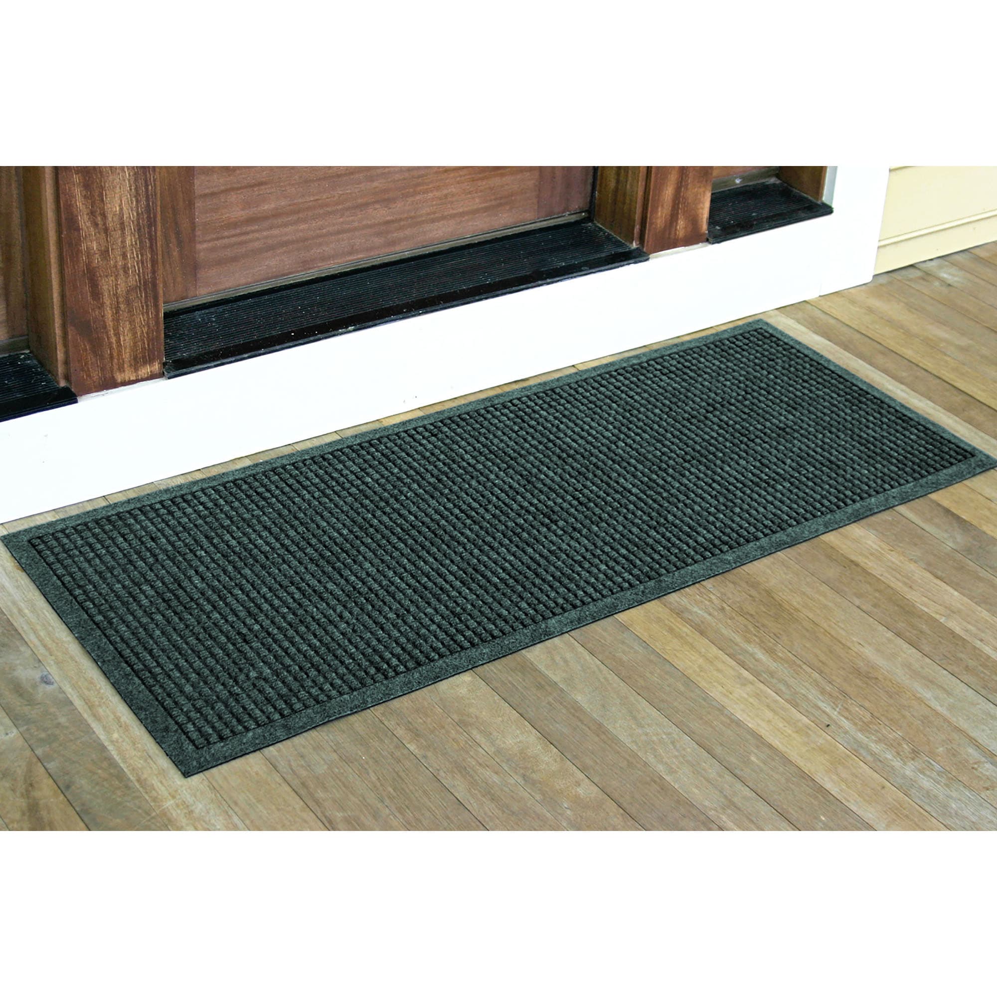 Bungalow Flooring 280592260 22.0-in x 60.0-in Evergreen Polyester Non-Slip Grip Indoor or outdoor Decorative Home Door Mat
