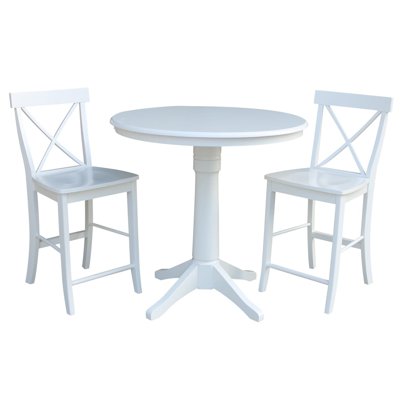International Concepts K08-36RT-27B-S6132 White Casual Dining Room Set with Round Table (Seats 2)