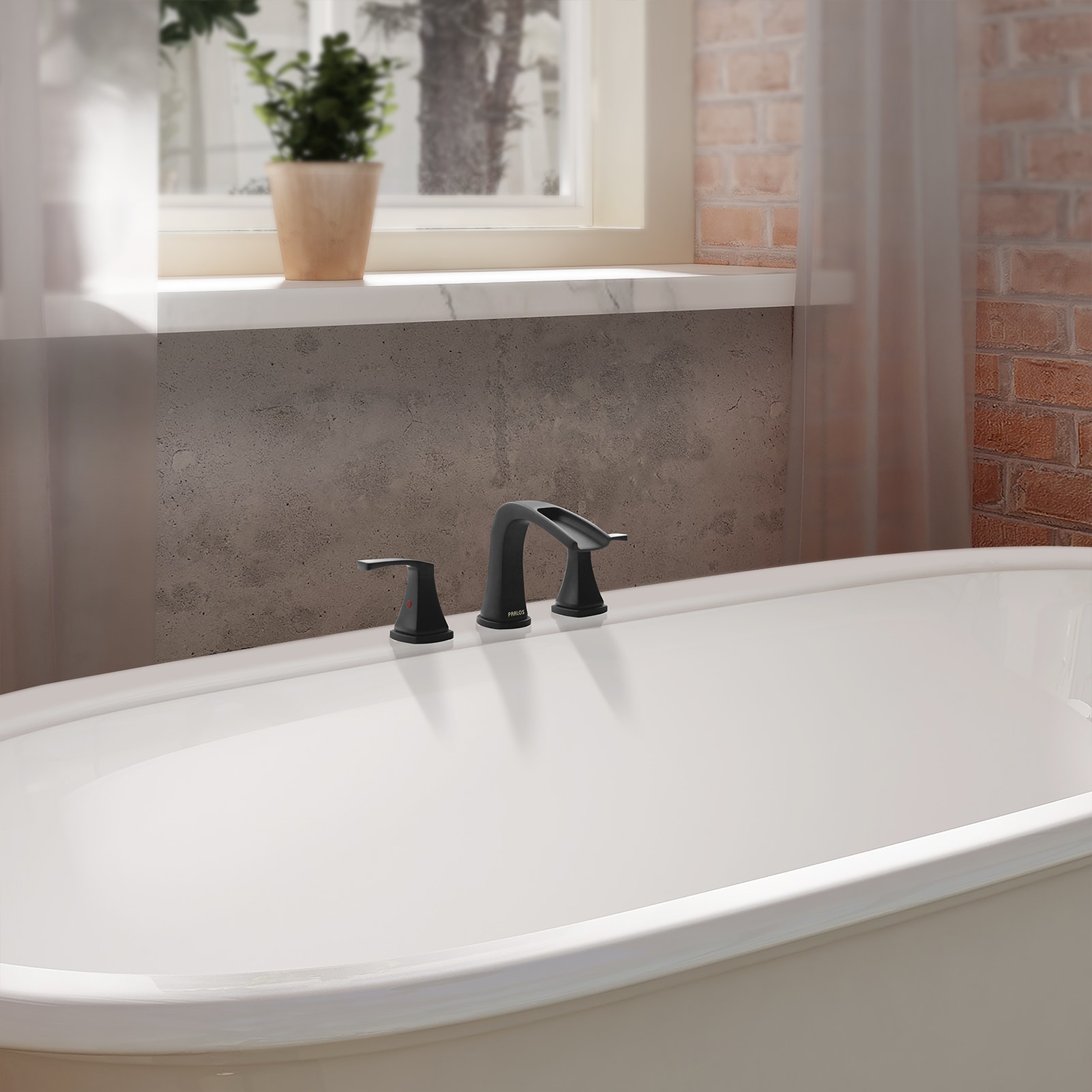 Doris Matte Black 2-Handle Waterfall Roman Tub Faucet