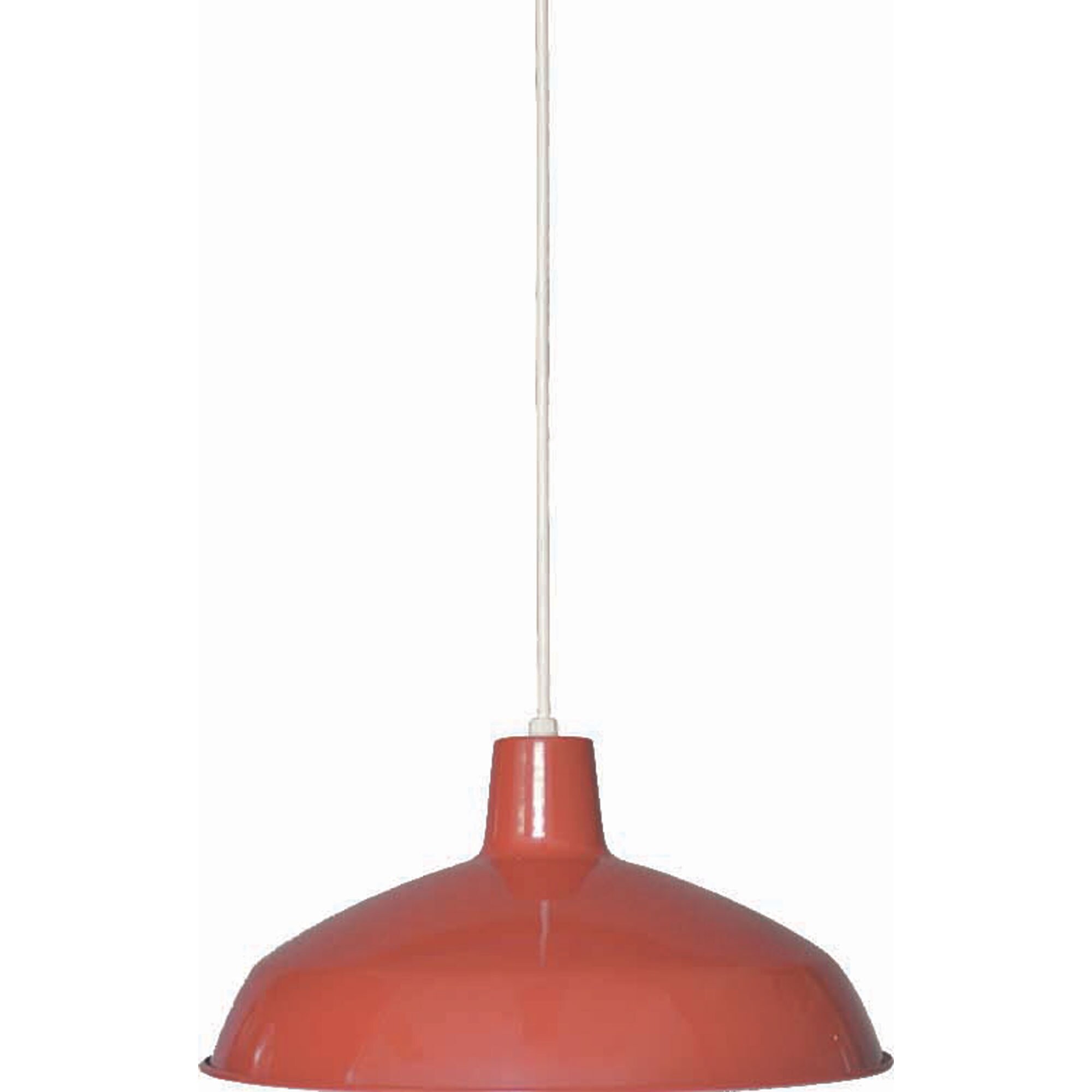Red Metal Dome Pendant Light with Adjustable Height