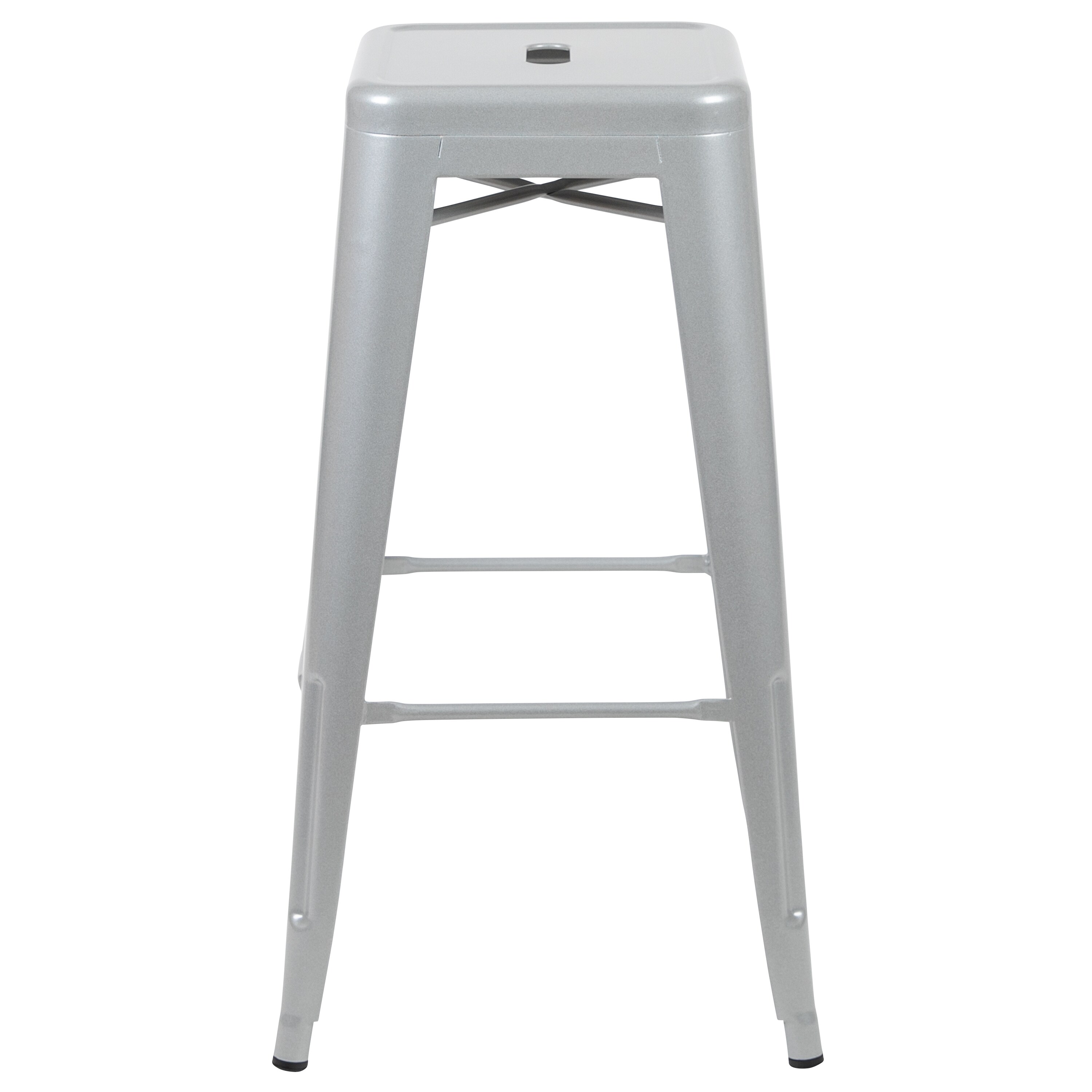 Sleek Industrial 46" Gray Metal Stackable Bar Stool, Set of 4