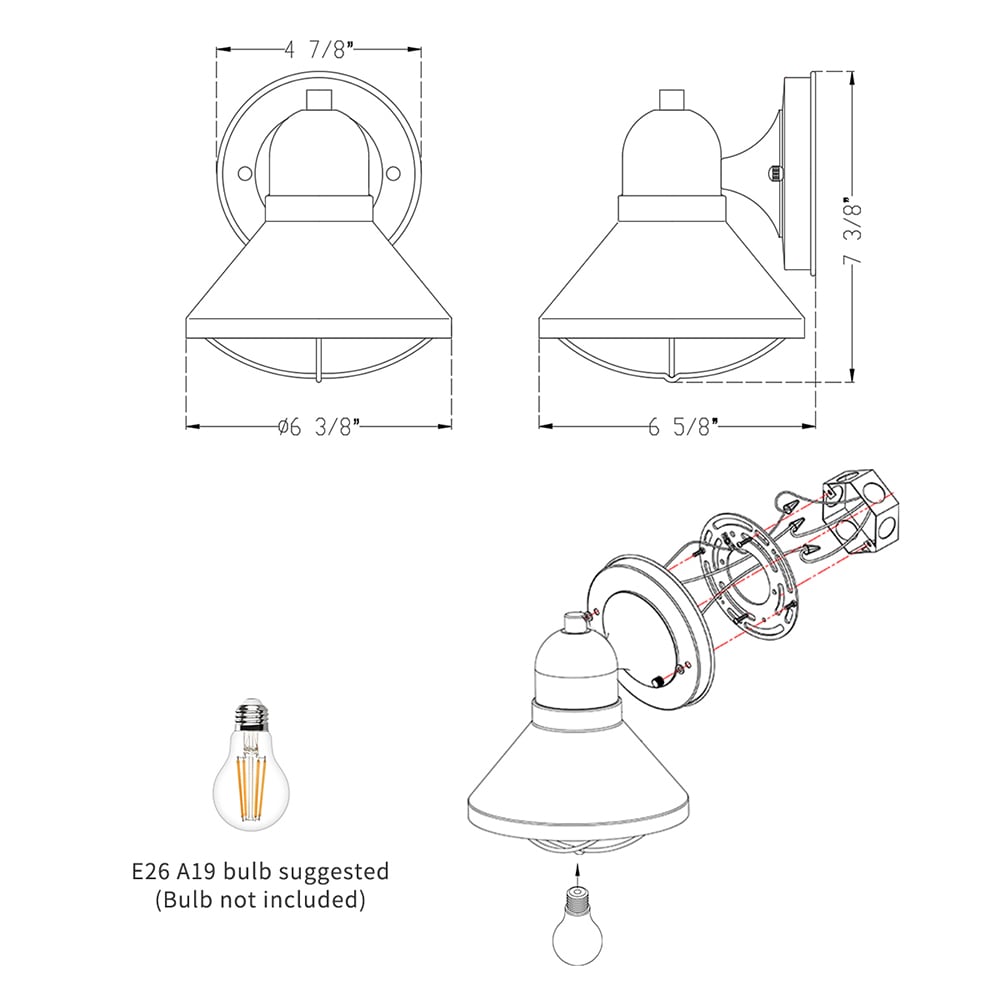 True Fine 9012OT-BK Outdoor-Wall-Lighting - View #3