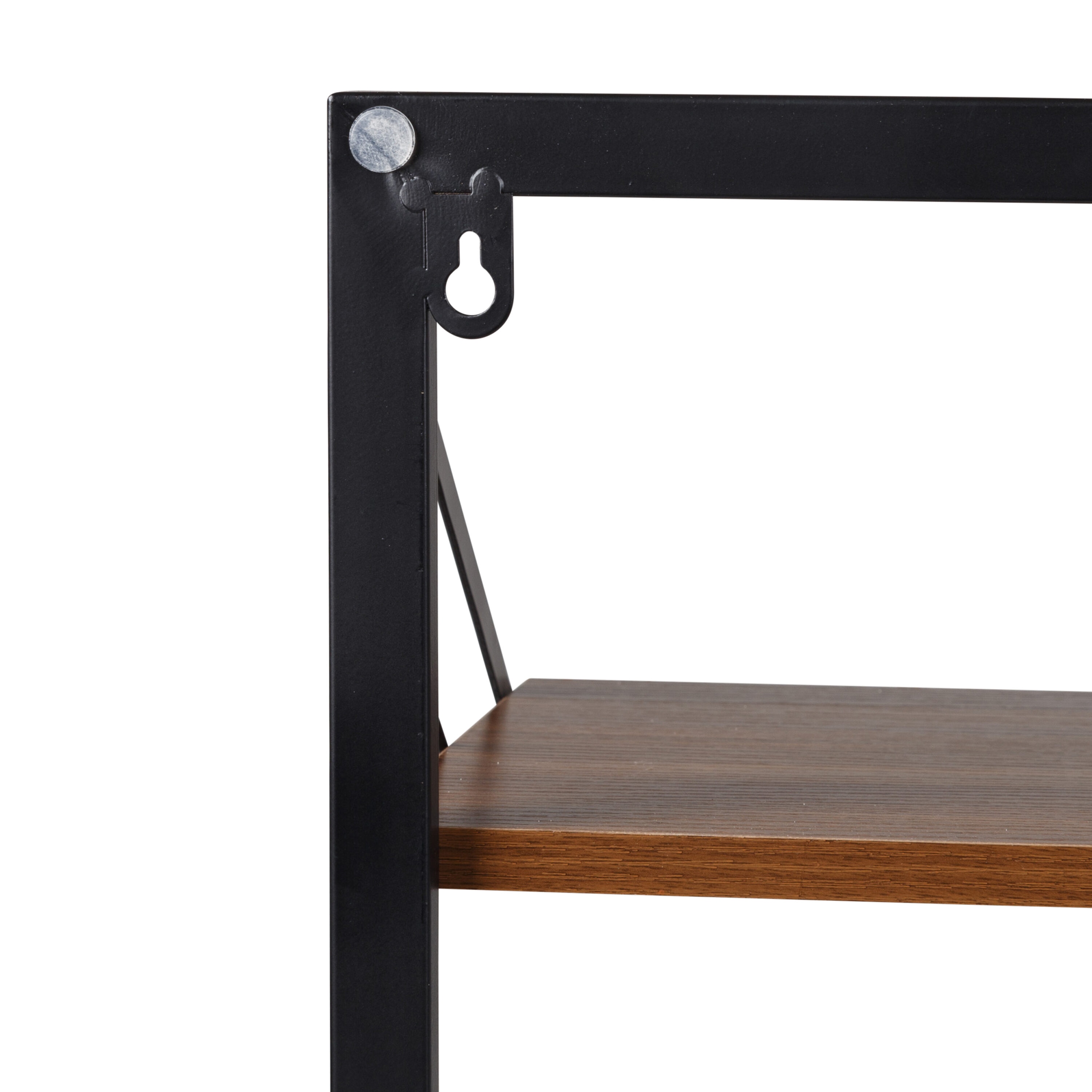 Black and Walnut Collapsible Wall-Mounted Laundry Hamper with Shelf
