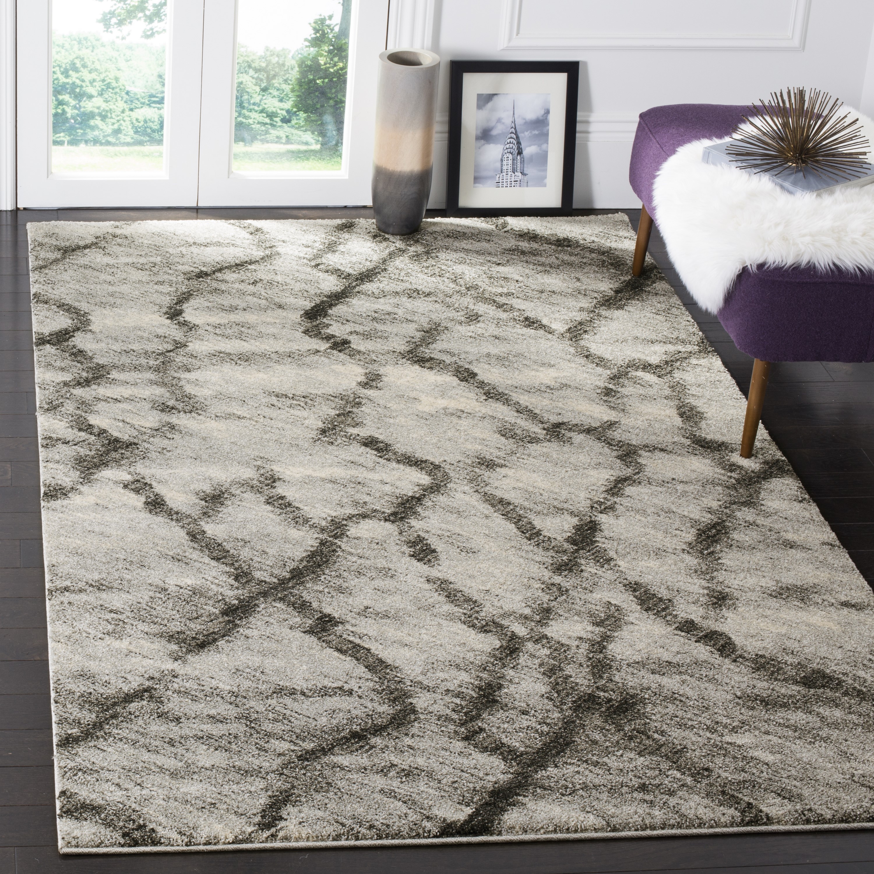 Safavieh Retro Mopani 9 X 12 Gray/Black Indoor Abstract Area Rug