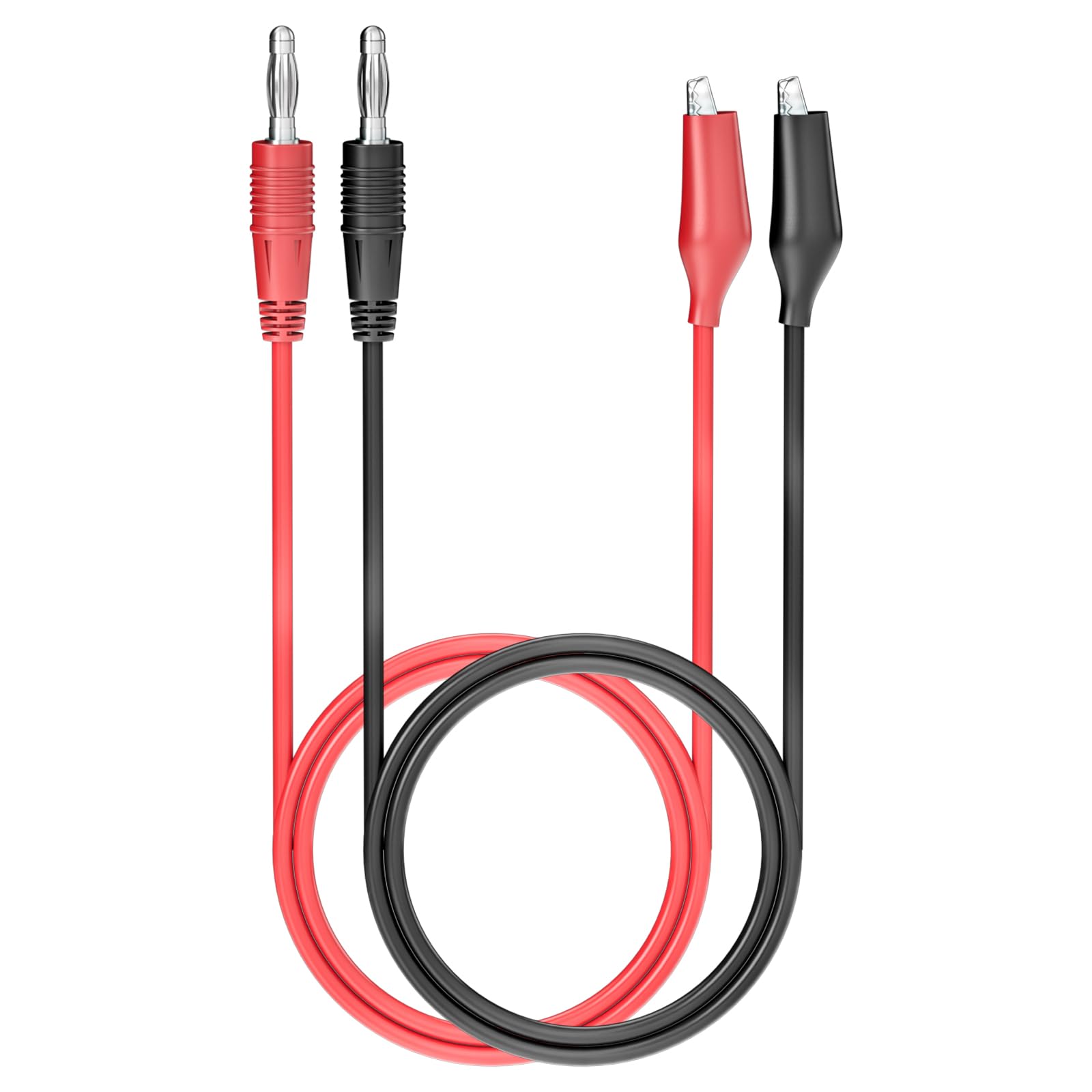 Aoibox 2 Piece 4mm Banana Plug to Alligator Clip Test Leads Pure Copper ...