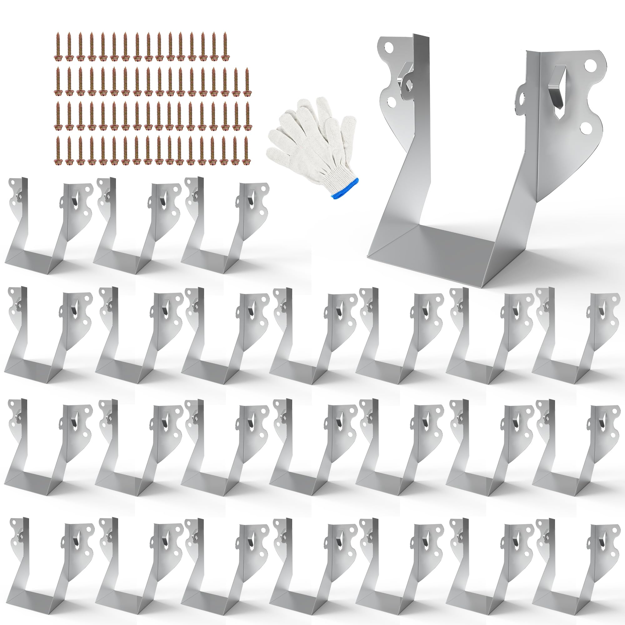 Vrbgify  25 Pack 2x4 Joist Hangers with Screws Galvanized Face Mount Rafter Brackets for Wood Hurricane Ties for Rafters and Deck Connectors for