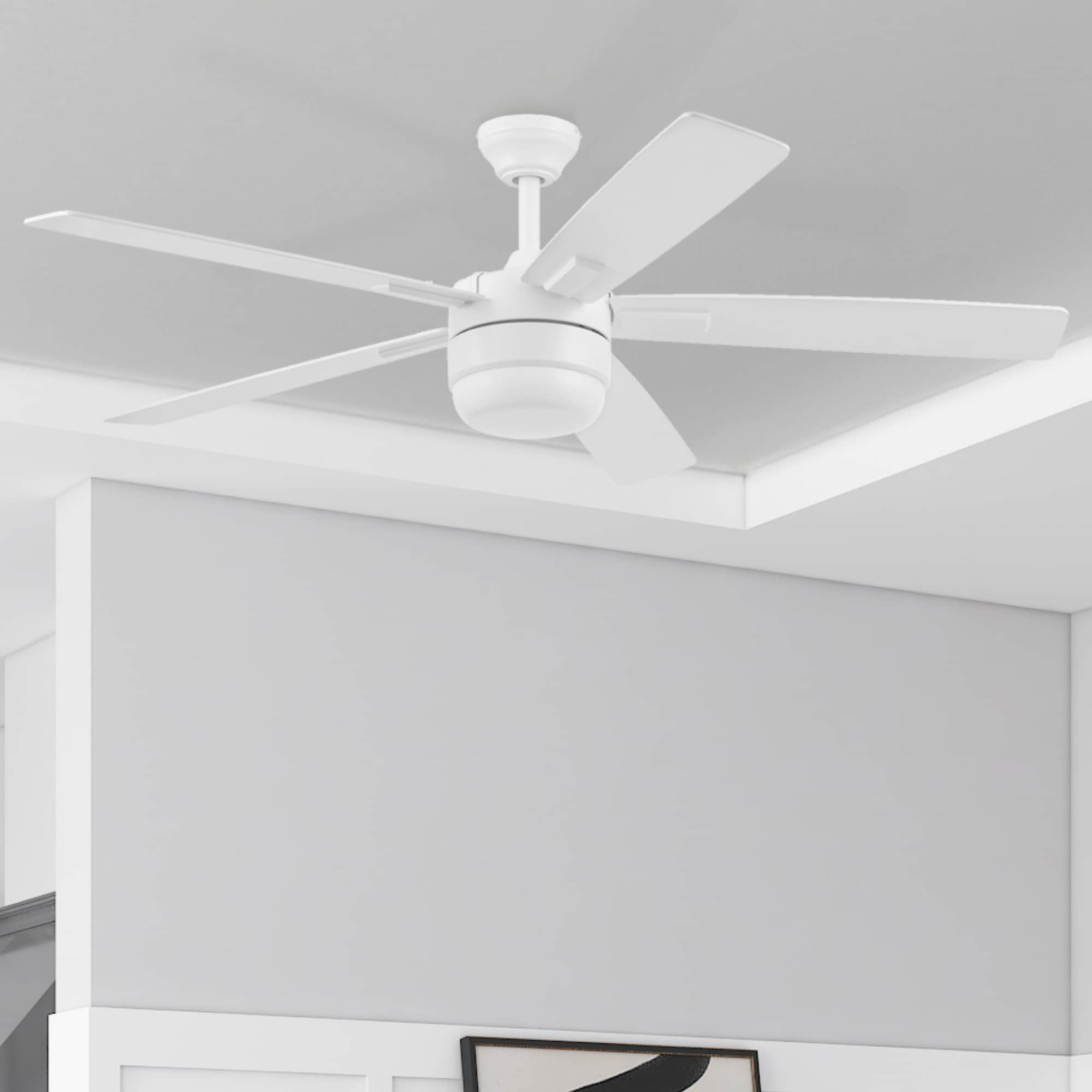 Boltz III Easy2Hang 52-in White Color-changing Indoor Ceiling Fan with Light and Remote (5-Blade) | - Harbor Breeze 43368