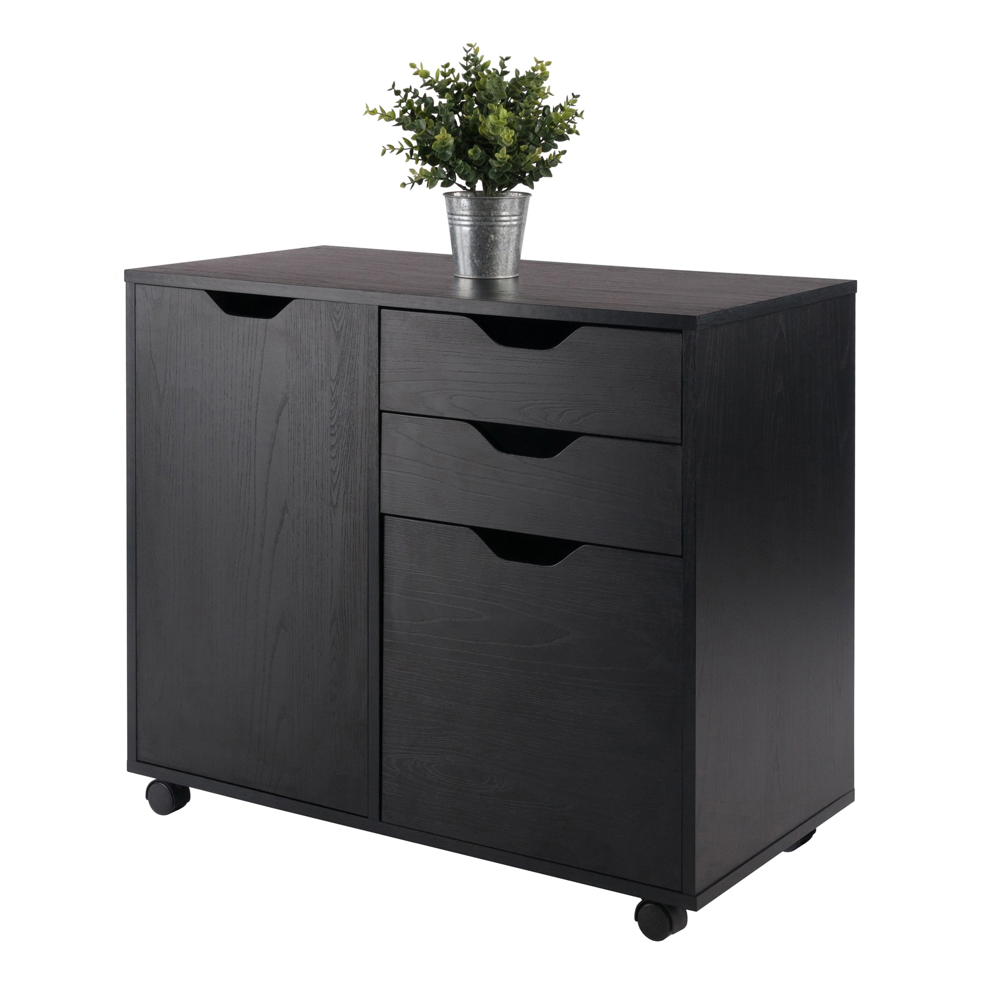 Halifax Black Mobile Filing Cabinet with 2 Drawers and Lock