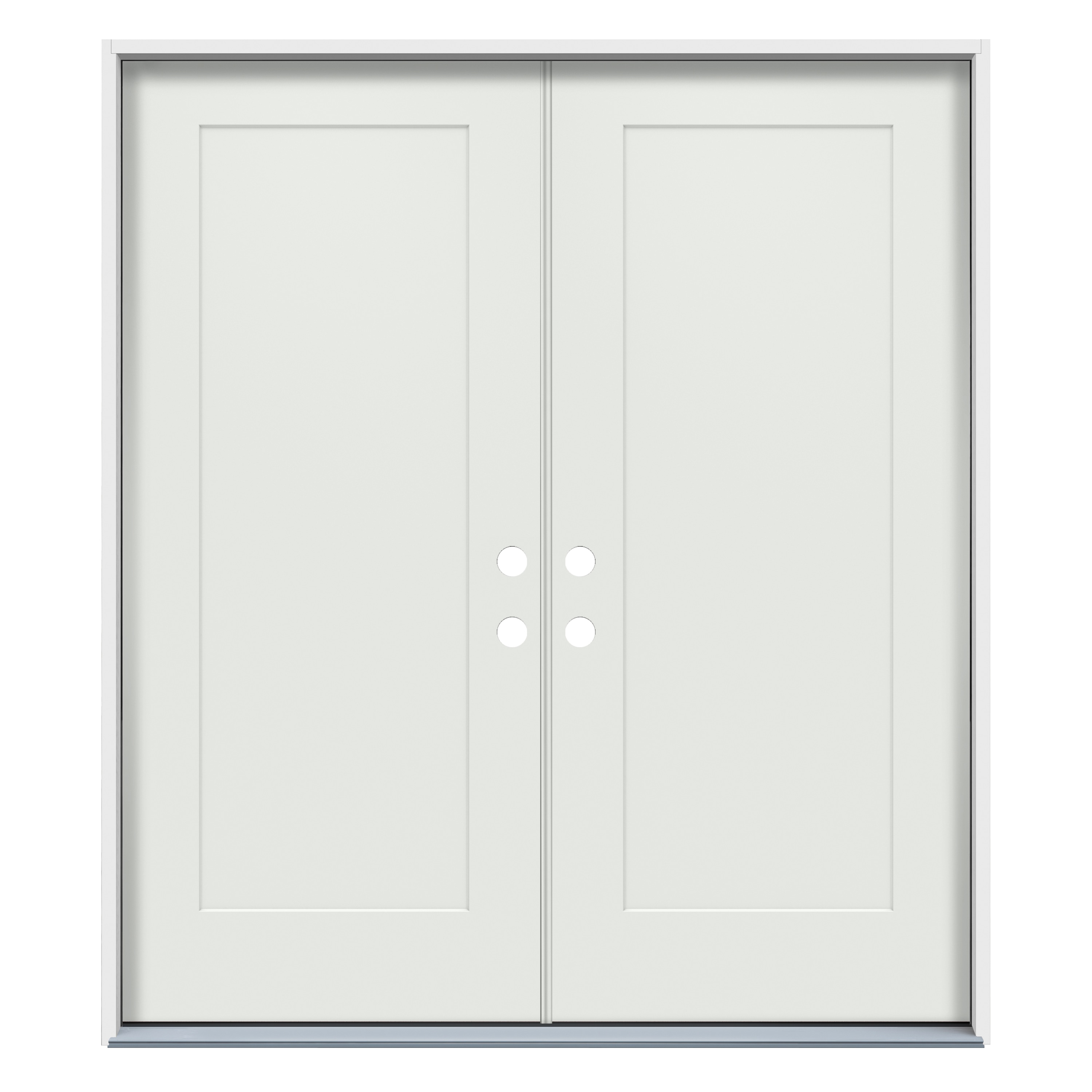 64-in x 80-in Steel Left-Hand Inswing Arctic White Paint Painted Prehung Double Front Door Insulating Core | - American Building Supply LO1049537