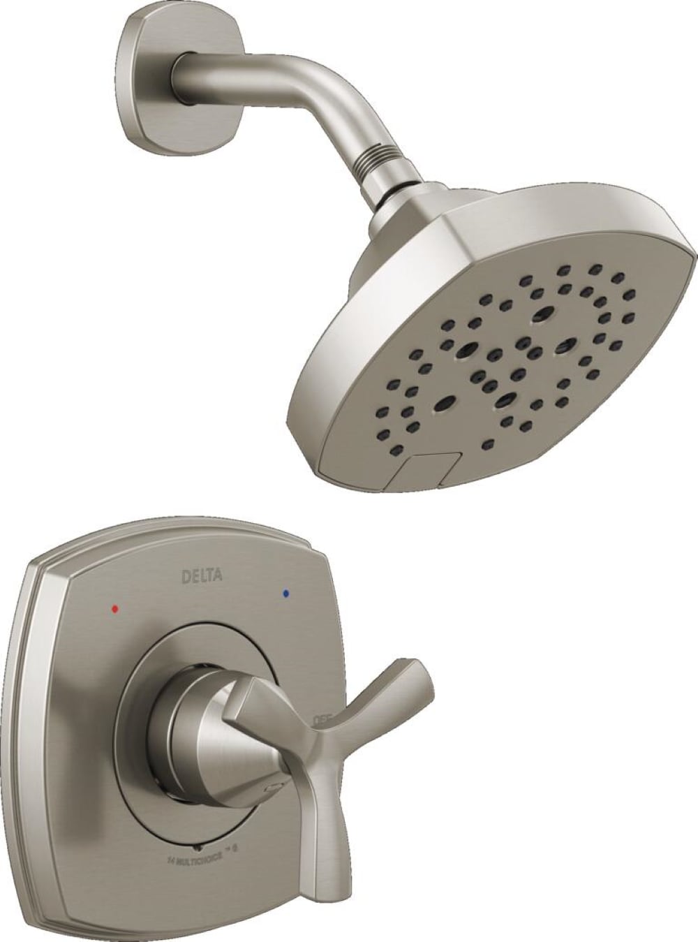 Delta T142766-SS-PR Stryke Lumicoat Stainless 1-handle Multi-function 7.0-Inches Round Shower Faucet