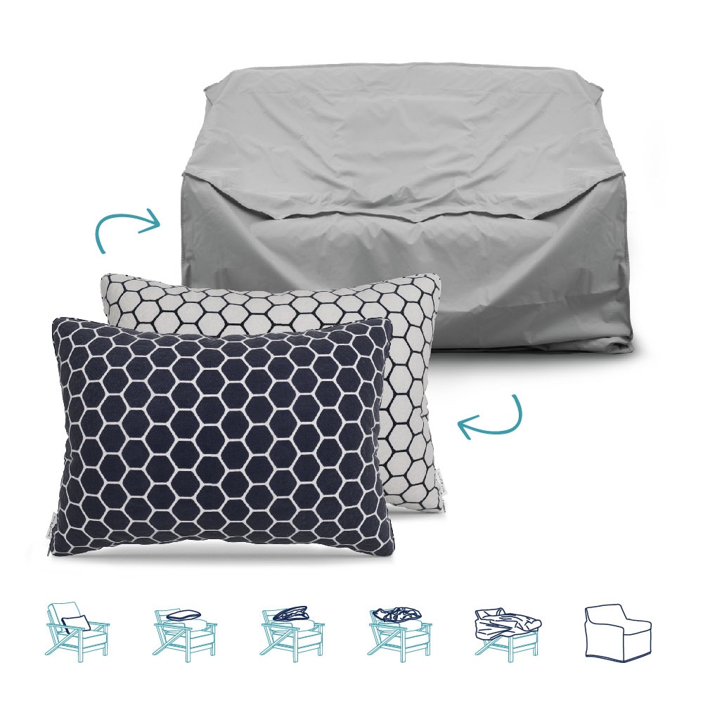 Pillow-to-Cover FH-P2C-LSL-WIRE Navy Polyester Patio Furniture Cover For Loveseat