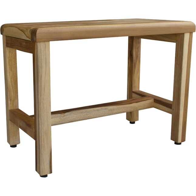 Compact Rectangular Teak Shower Outdoor Bench with Shelf in Natural Finish Compact Rectangular Teak Shower Outdoor Bench with Shelf in Natural Finish