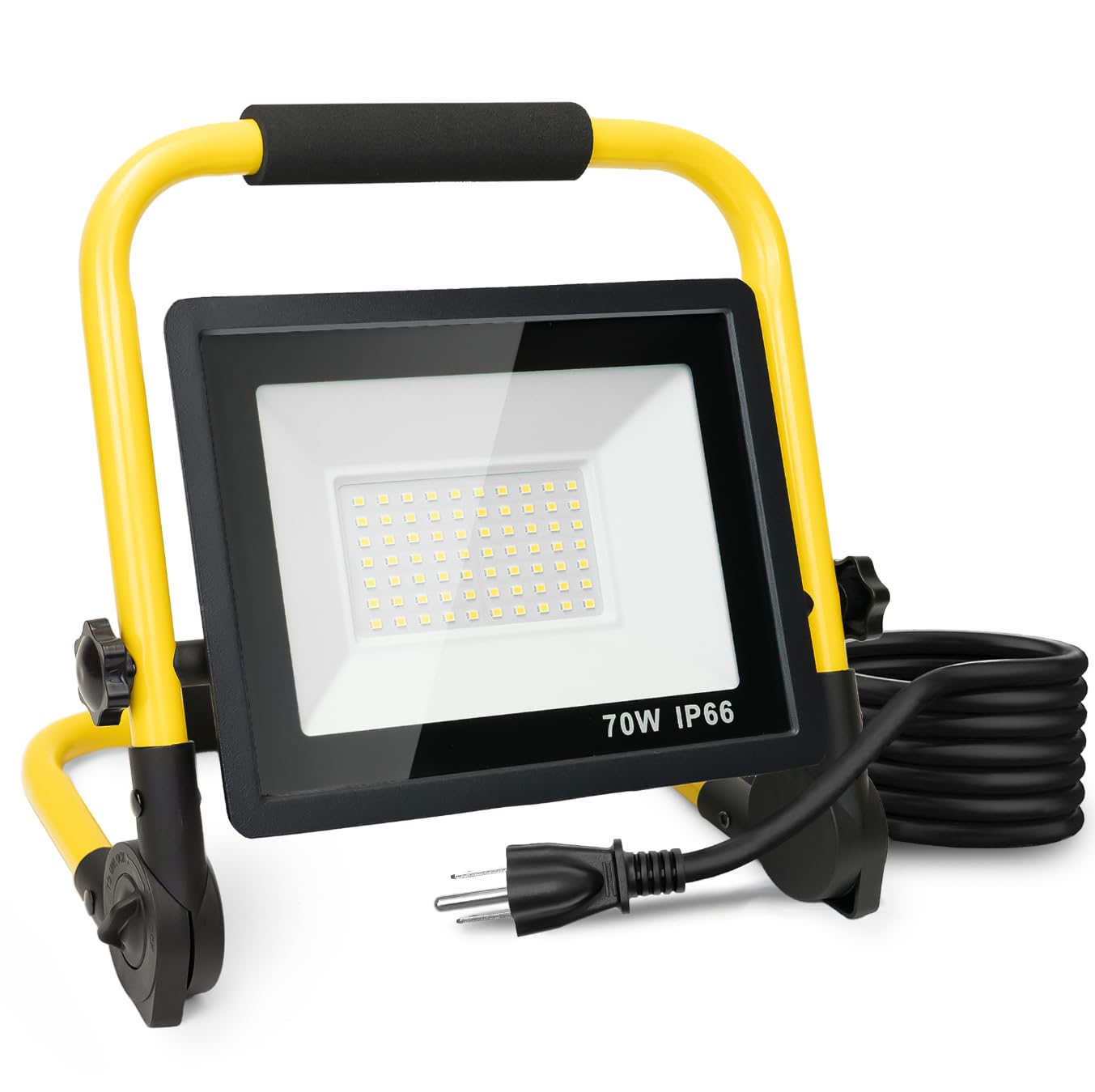 Aoibox  10000 Lumen LED Work Light 72 LEDs Portable Flood Light with 5FT Cord Adjustable Handle IP66 Waterproof for Outdoor Indoor Jobsite Garage 1 Pack