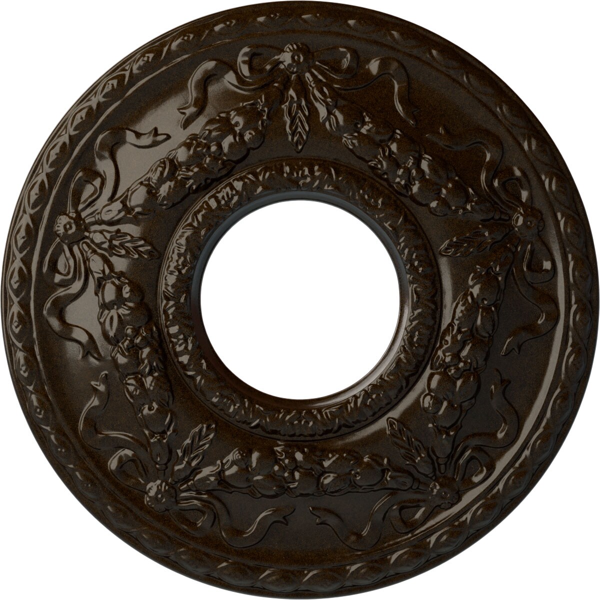 Ekena Millwork CM26HUBZS Hurley 22.125-in W x 22.125-in L Painted Bronze Polyurethane Whole Ceiling Medallion