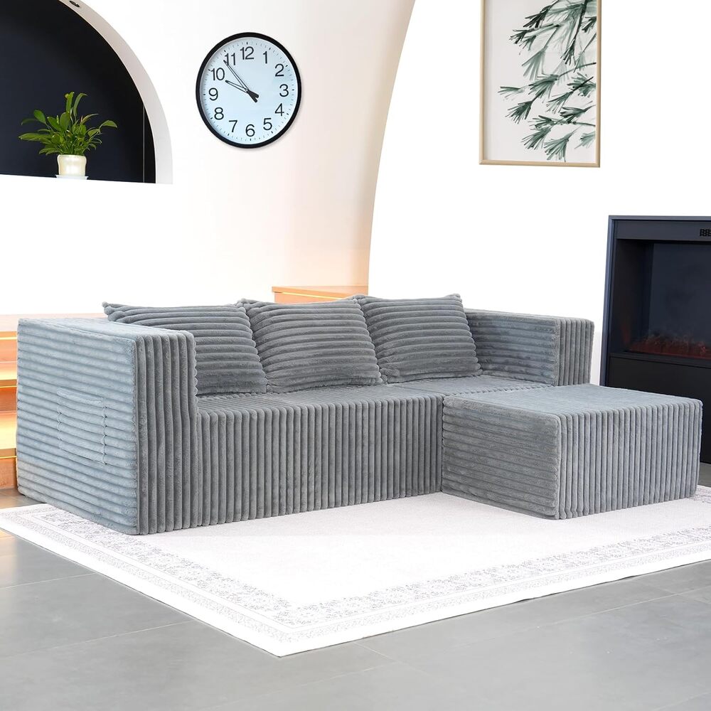 Esazn CQYG-F-4-LYU Cloud Sectional Couch with Chaise 98-in Casual Gray 3 -seater Sectional